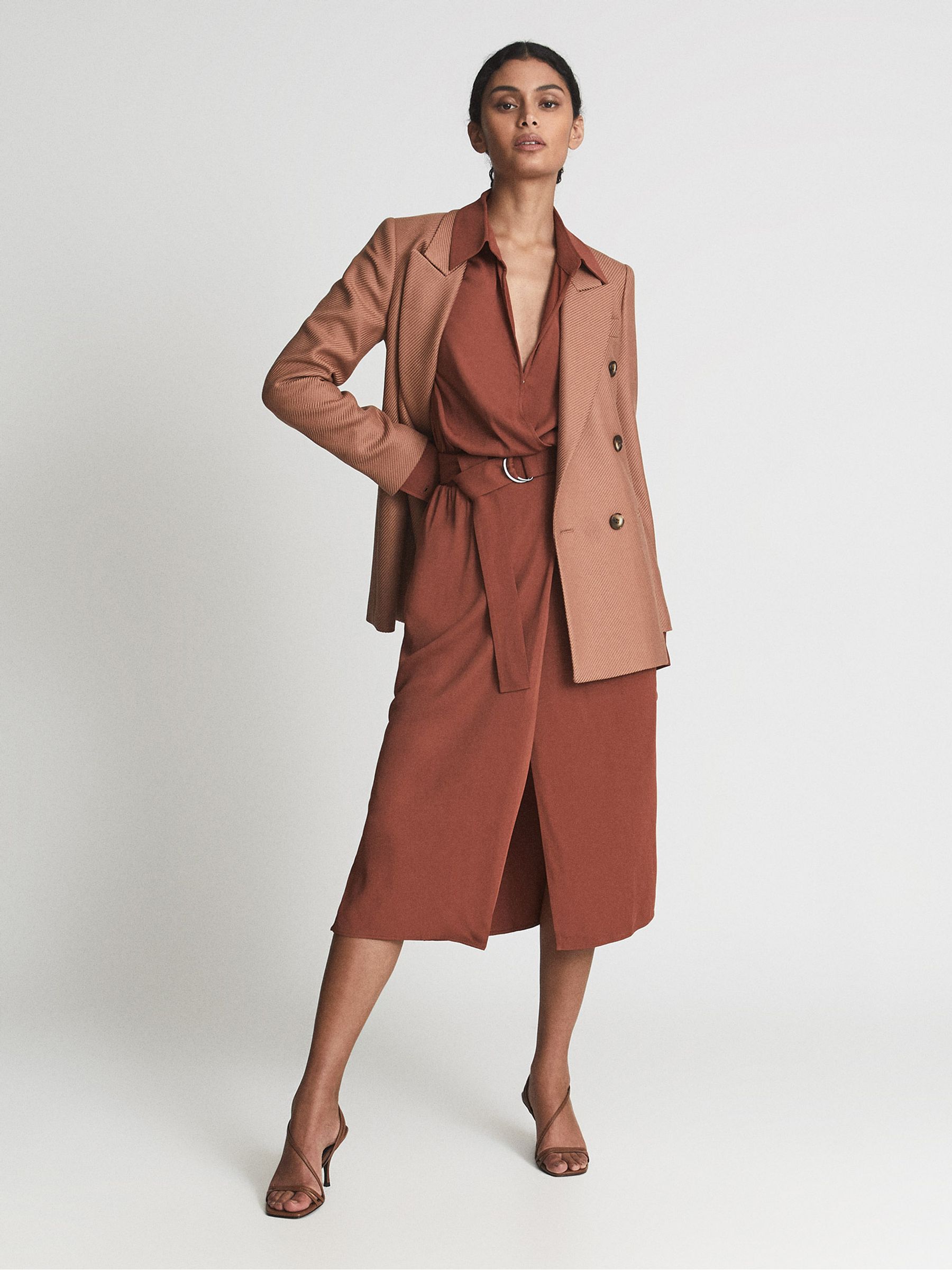 Regular Belted Midi Dress in Rust - Image 6 of 6