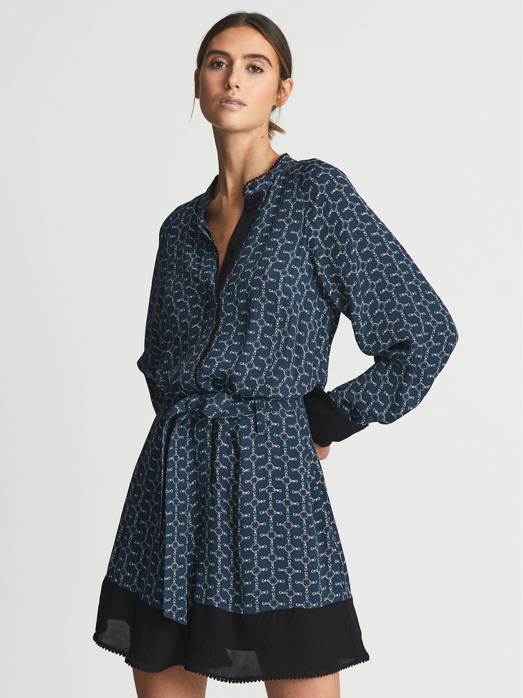 Printed Flippy Dress in Navy Blue - Image 3 of 5