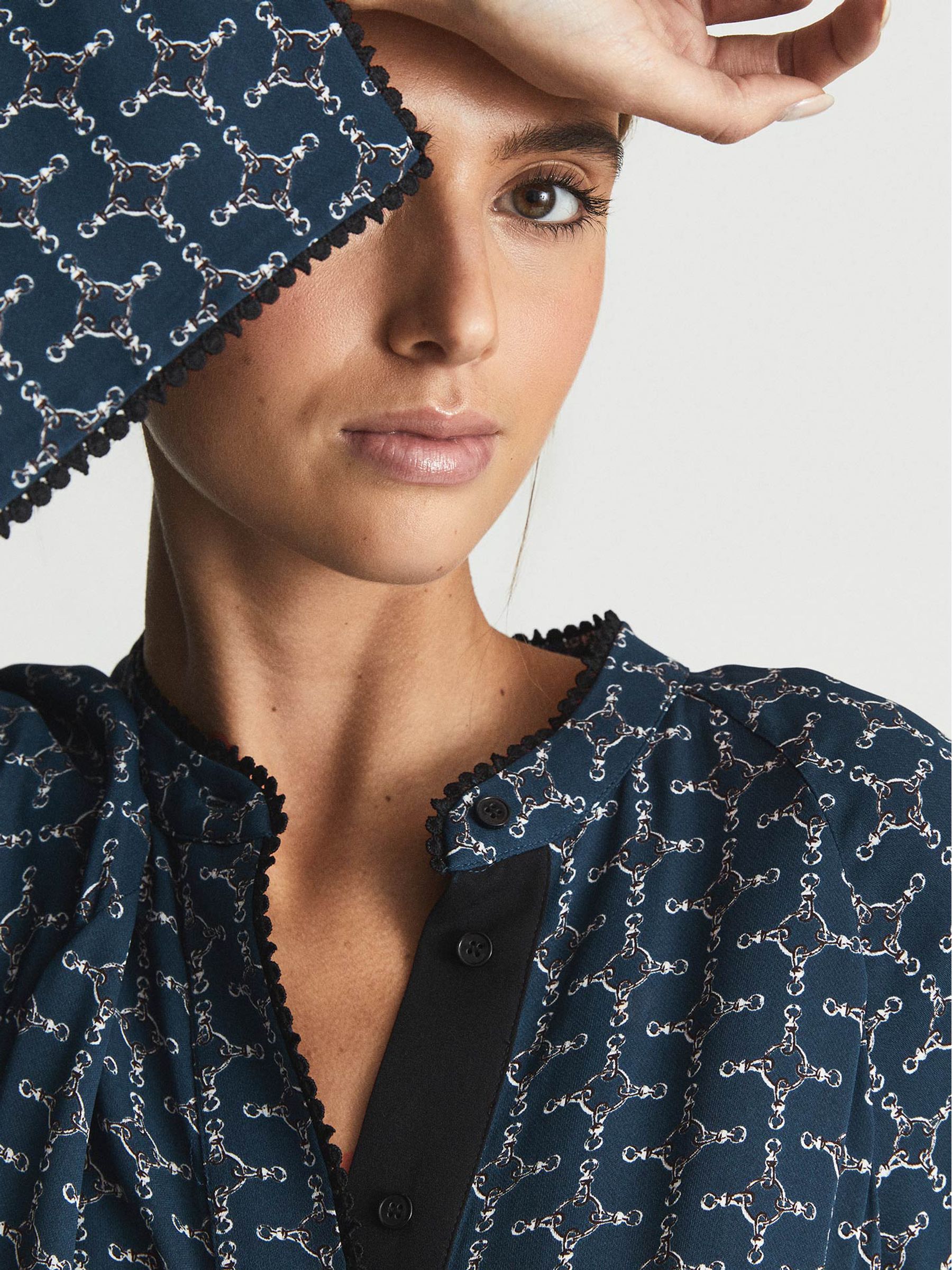 Printed Flippy Dress in Navy Blue - Image 4 of 5