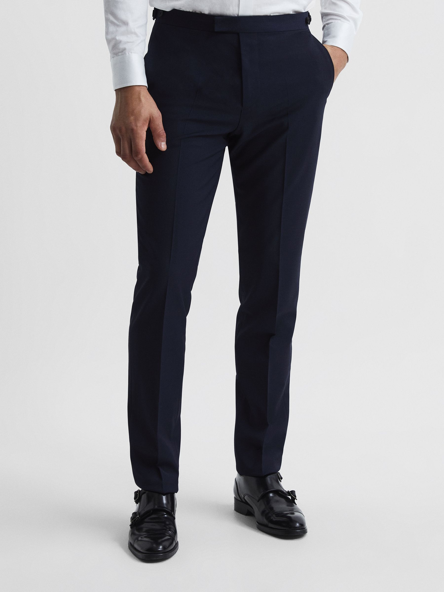 Modern Fit Travel Trousers in Navy - Image 1 of 5