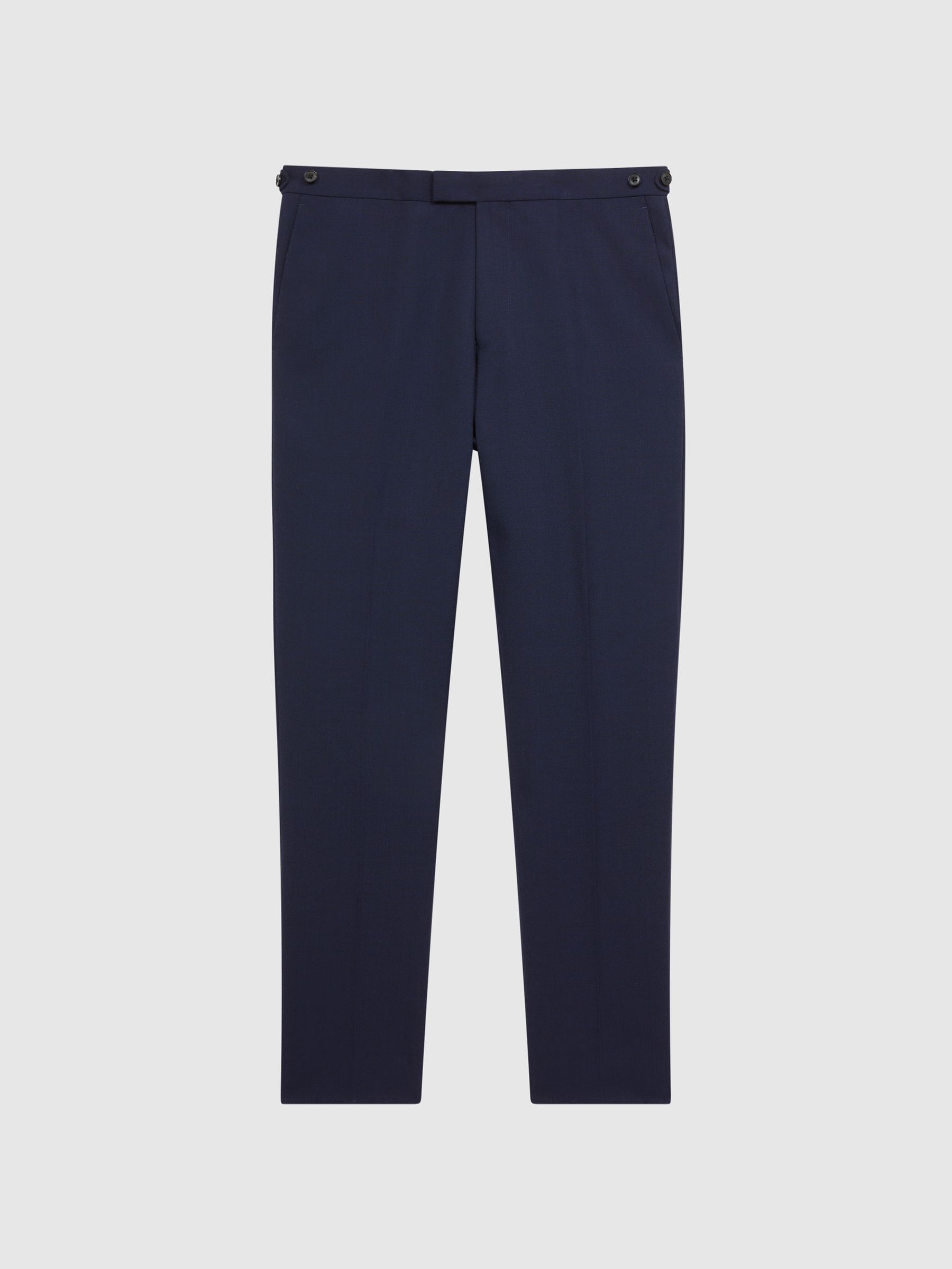 Slim Fit Wool Trousers in Navy - Image 2 of 4