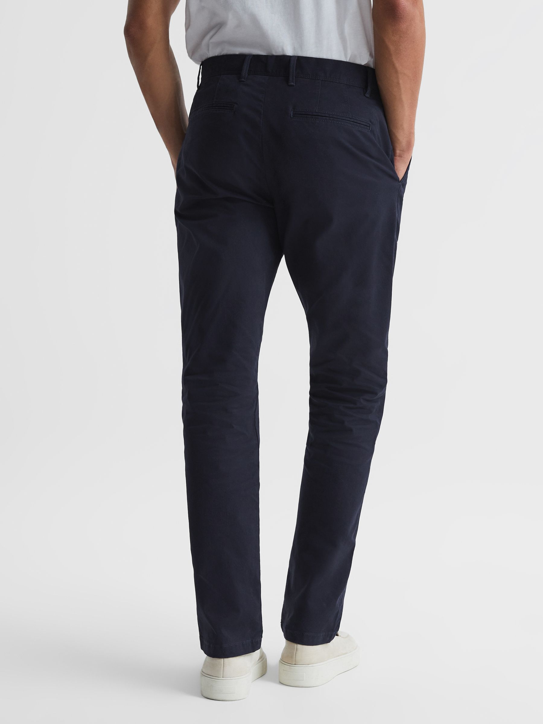 Slim Fit Washed Chinos in Navy - Image 5 of 6