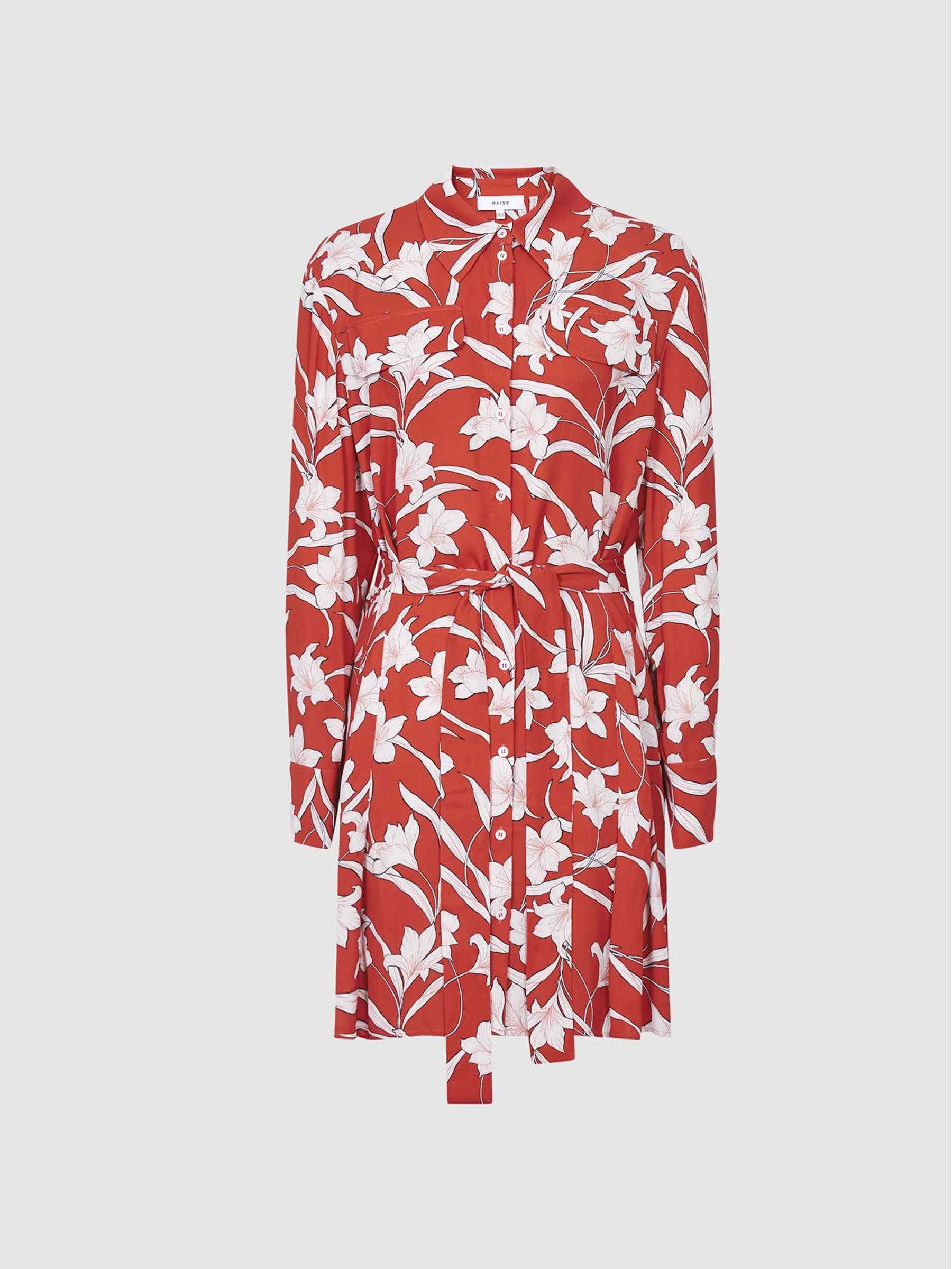 Printed Shirt Dress in Red - Image 2 of 6