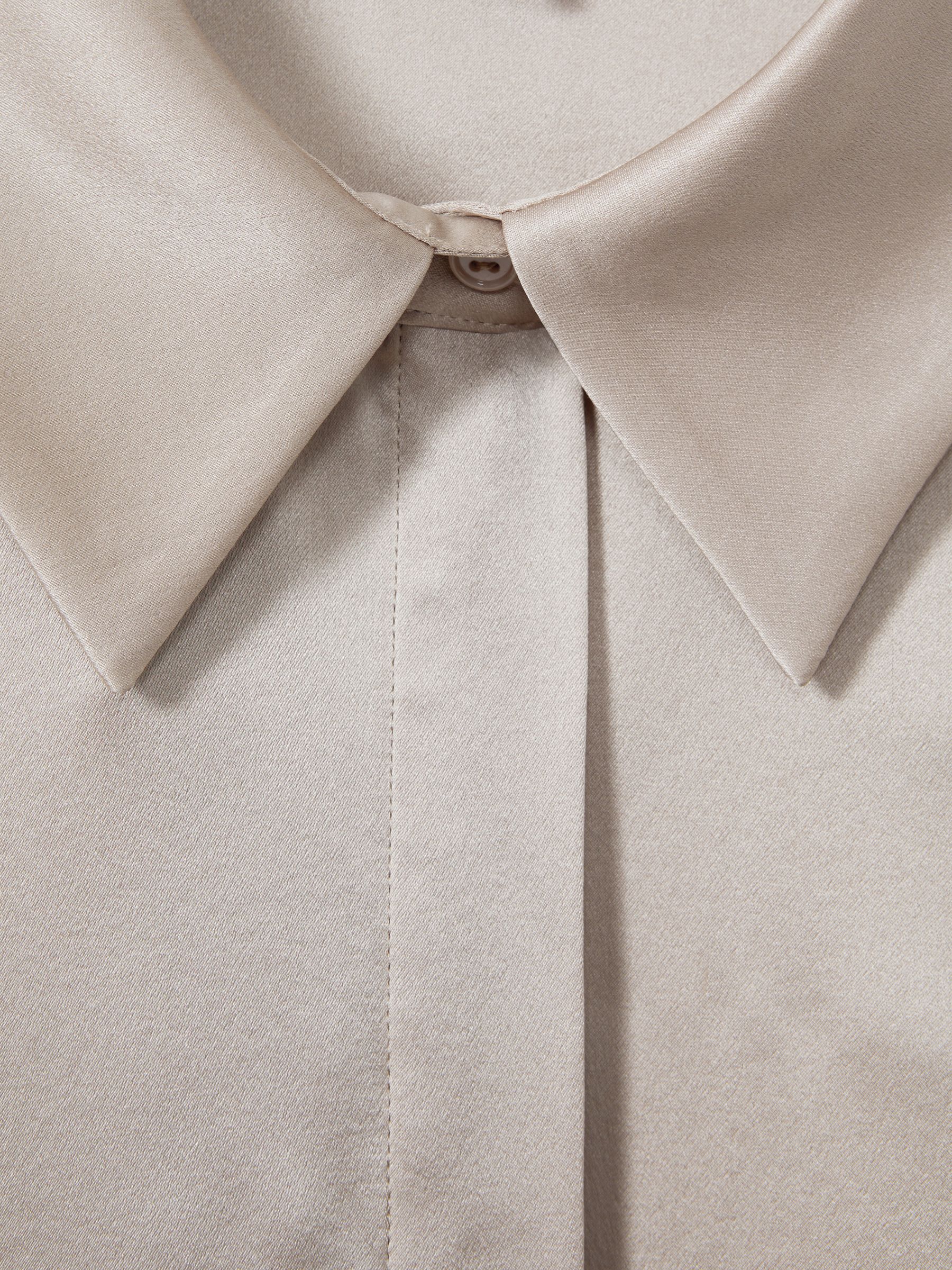 Silk Double-Cuff Button-Through Shirt in Champagne - Image 5 of 7