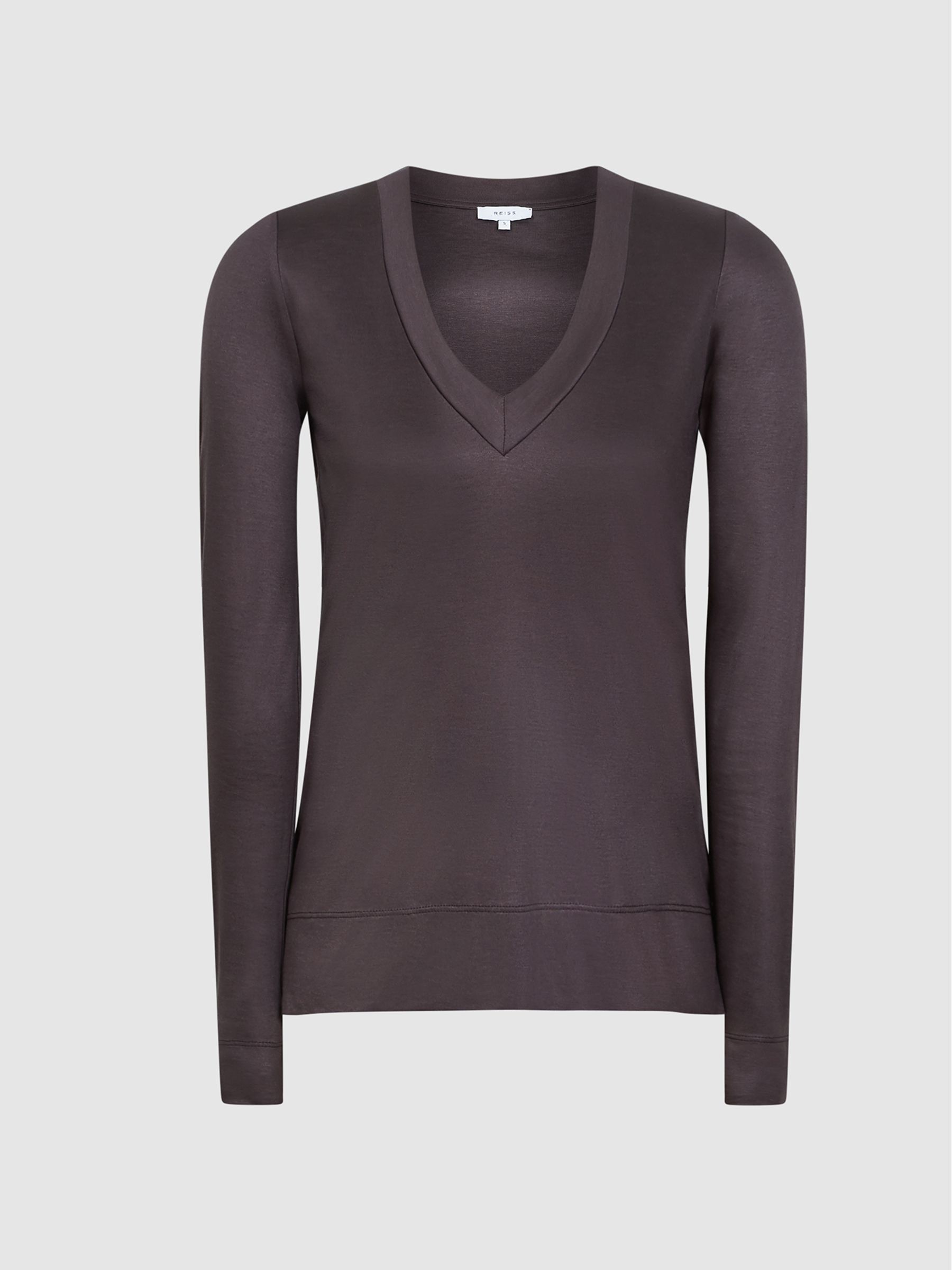 Jersey V-neck Top in Grape - Image 2 of 6