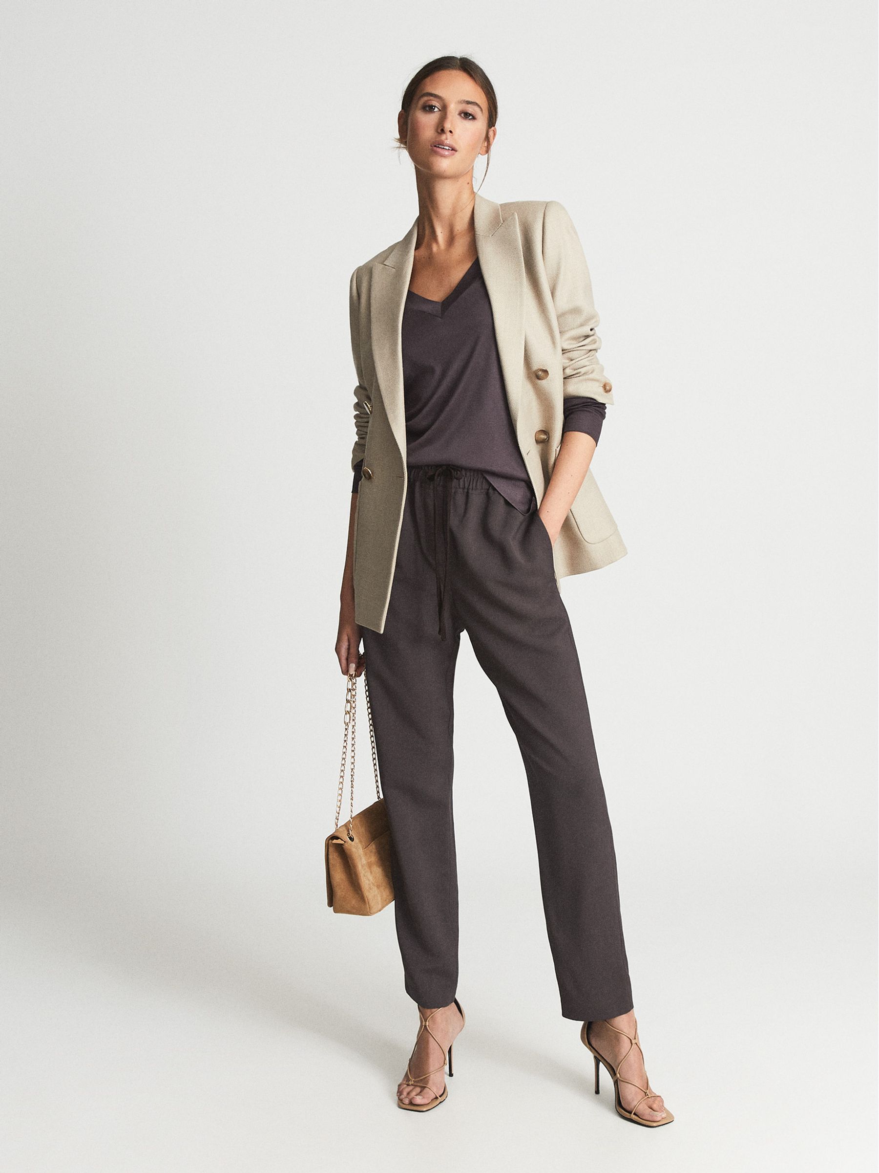 Jersey V-neck Top in Grape - Image 3 of 6