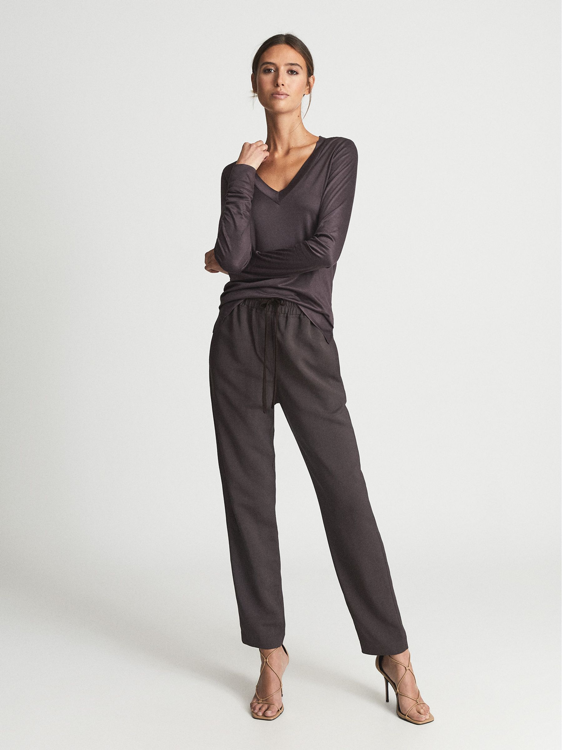 Jersey V-neck Top in Grape - Image 4 of 6