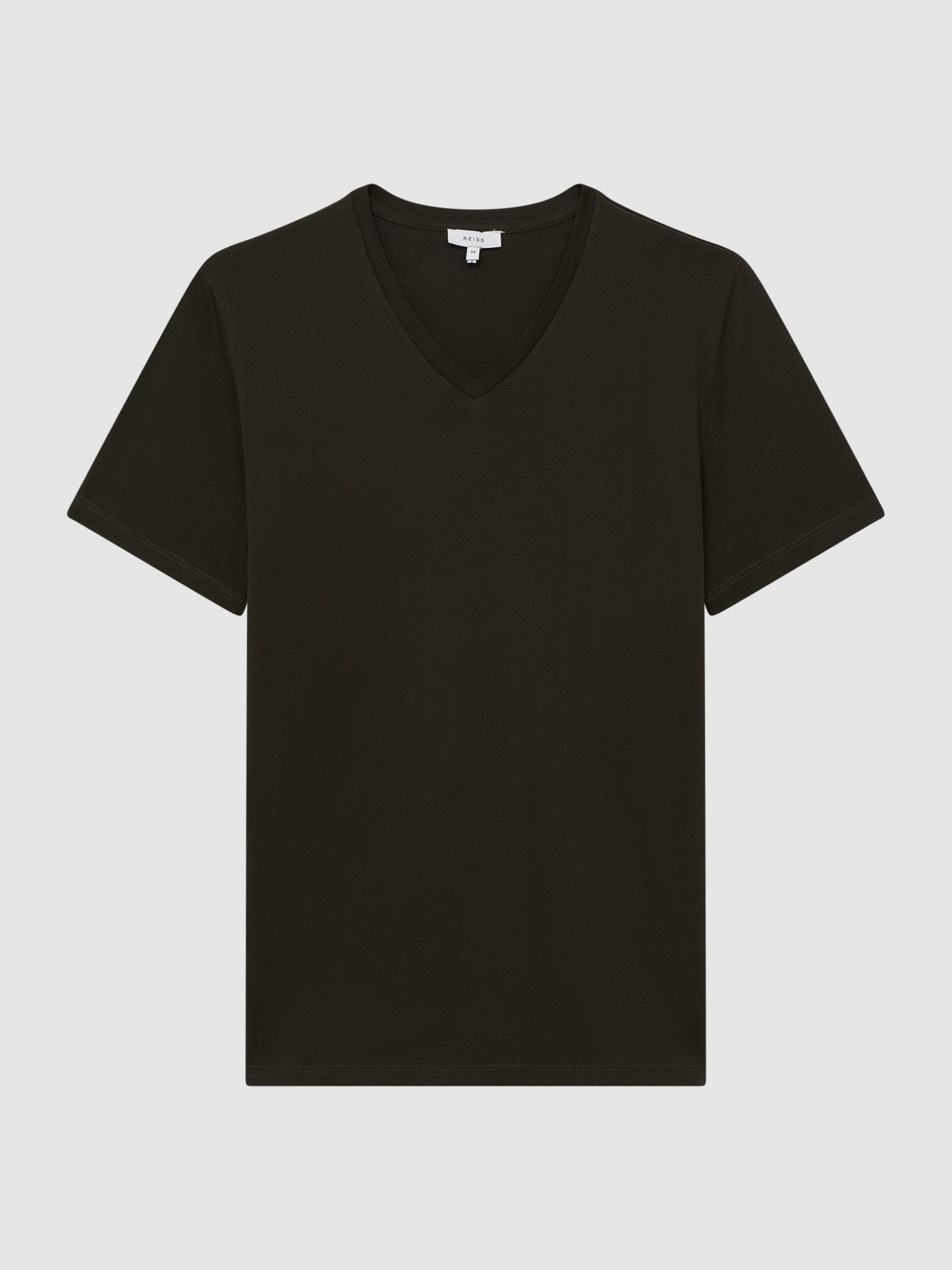 Cotton V-Neck T-Shirt in Oxidised Green - Image 2 of 6