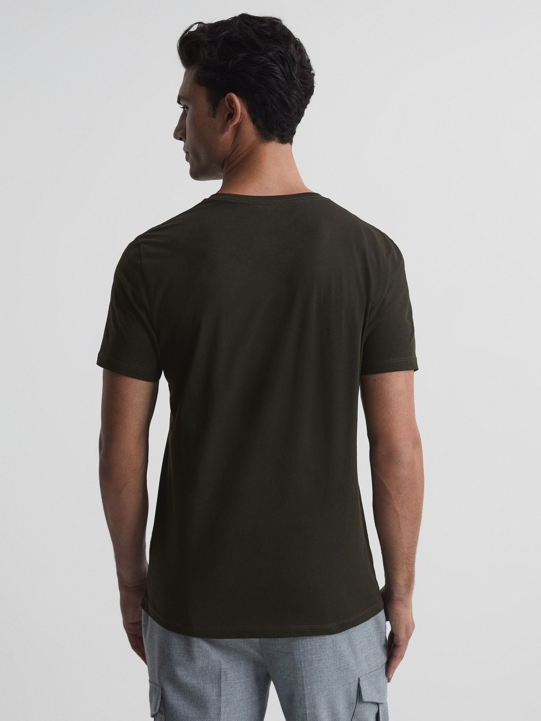 Cotton V-Neck T-Shirt in Oxidised Green - Image 5 of 6