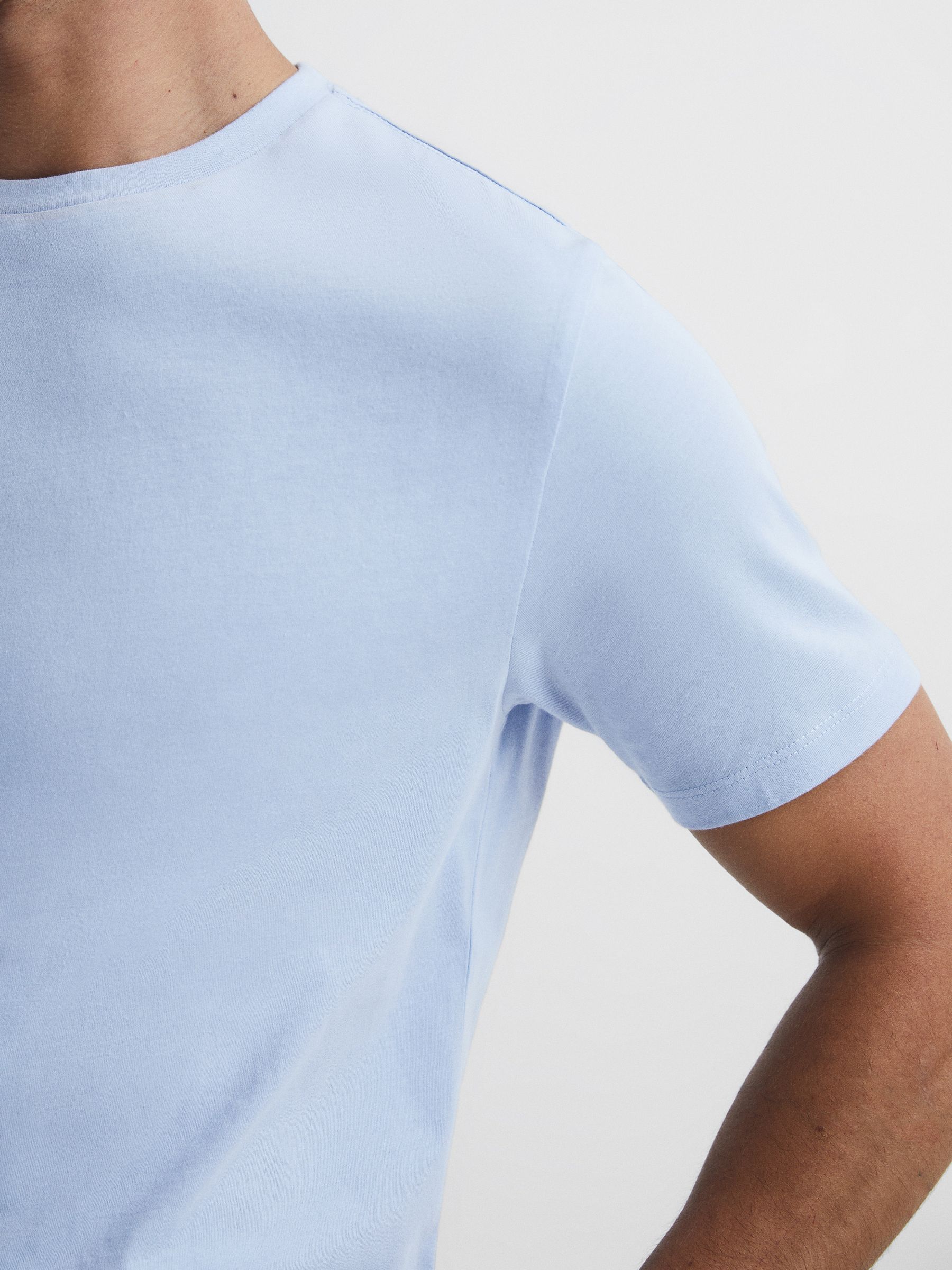 Crew Neck T-shirt in Soft Blue - Image 4 of 6