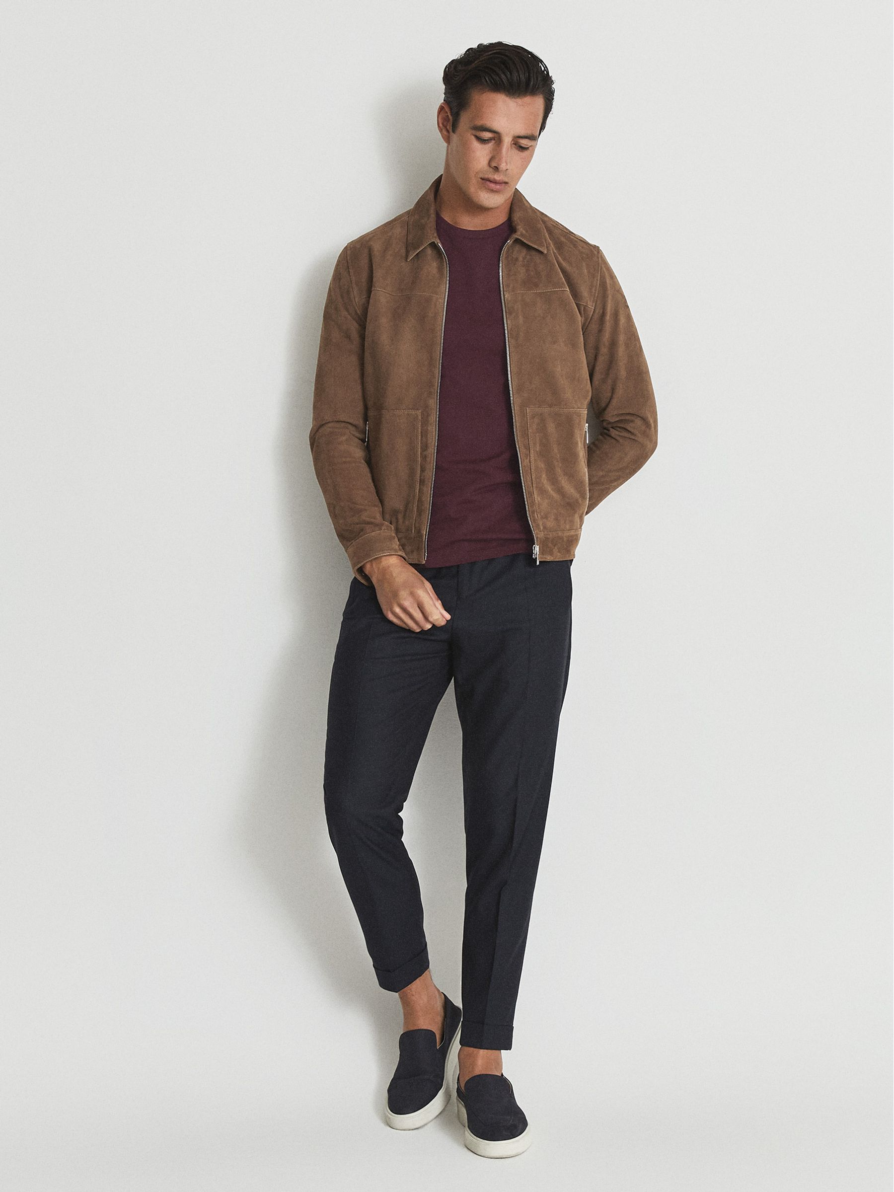 Crew Neck T-shirt in Bordeaux - Image 7 of 7