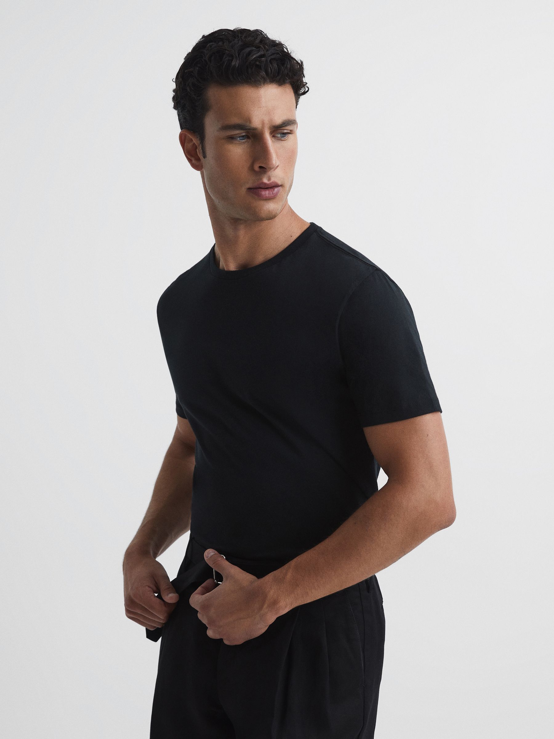 Crew Neck T-shirt in Black - Image 6 of 8