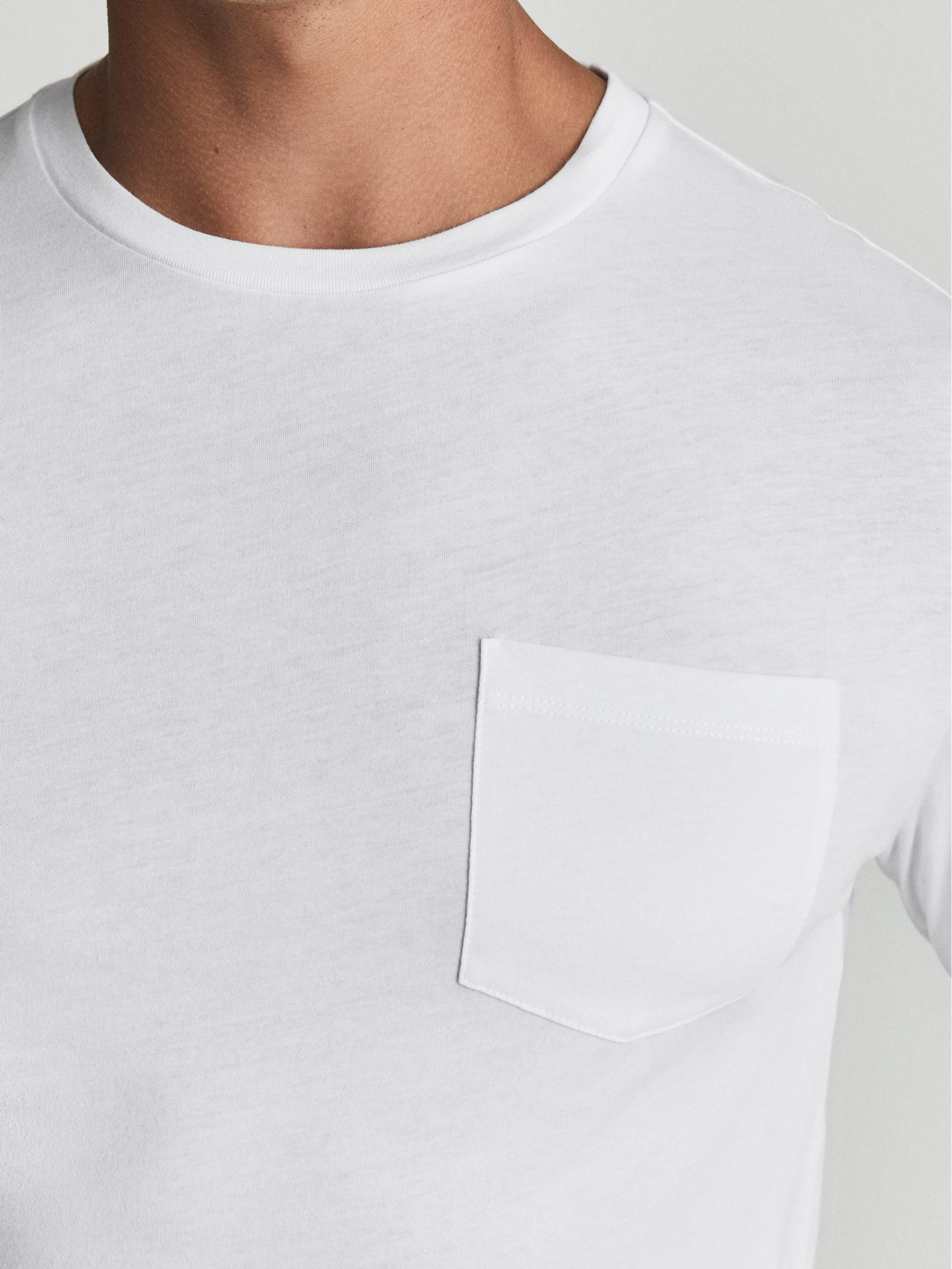 Long Sleeved Crew Neck T-shirt in White - Image 4 of 7