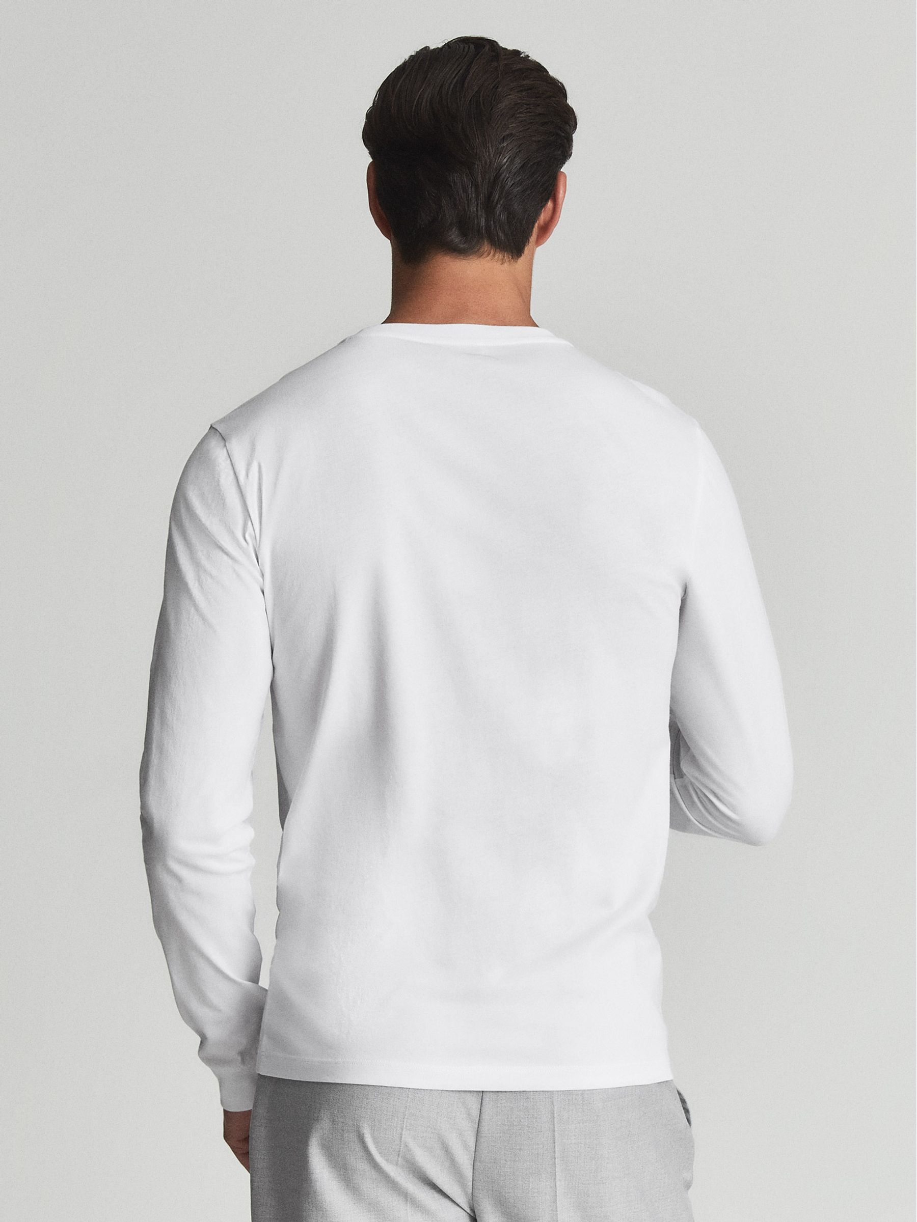 Long Sleeved Crew Neck T-shirt in White - Image 5 of 7