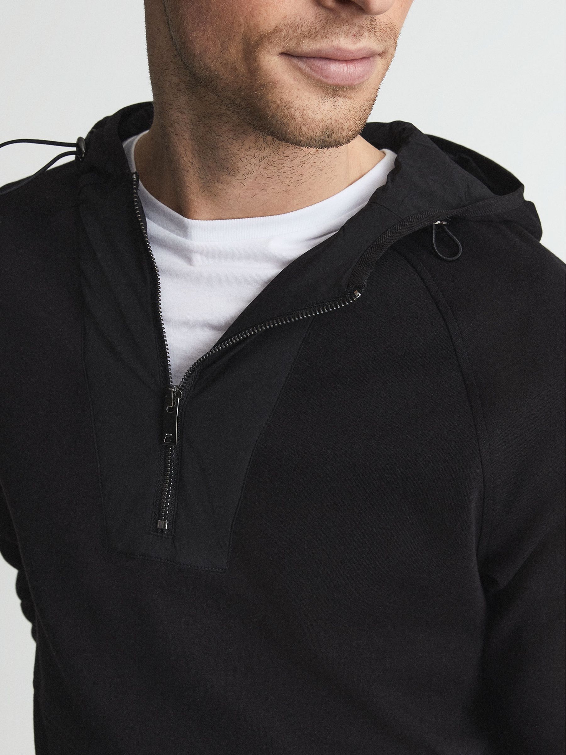 Half Zip Overhead Hooded Sweatshirt in Black - Image 4 of 5