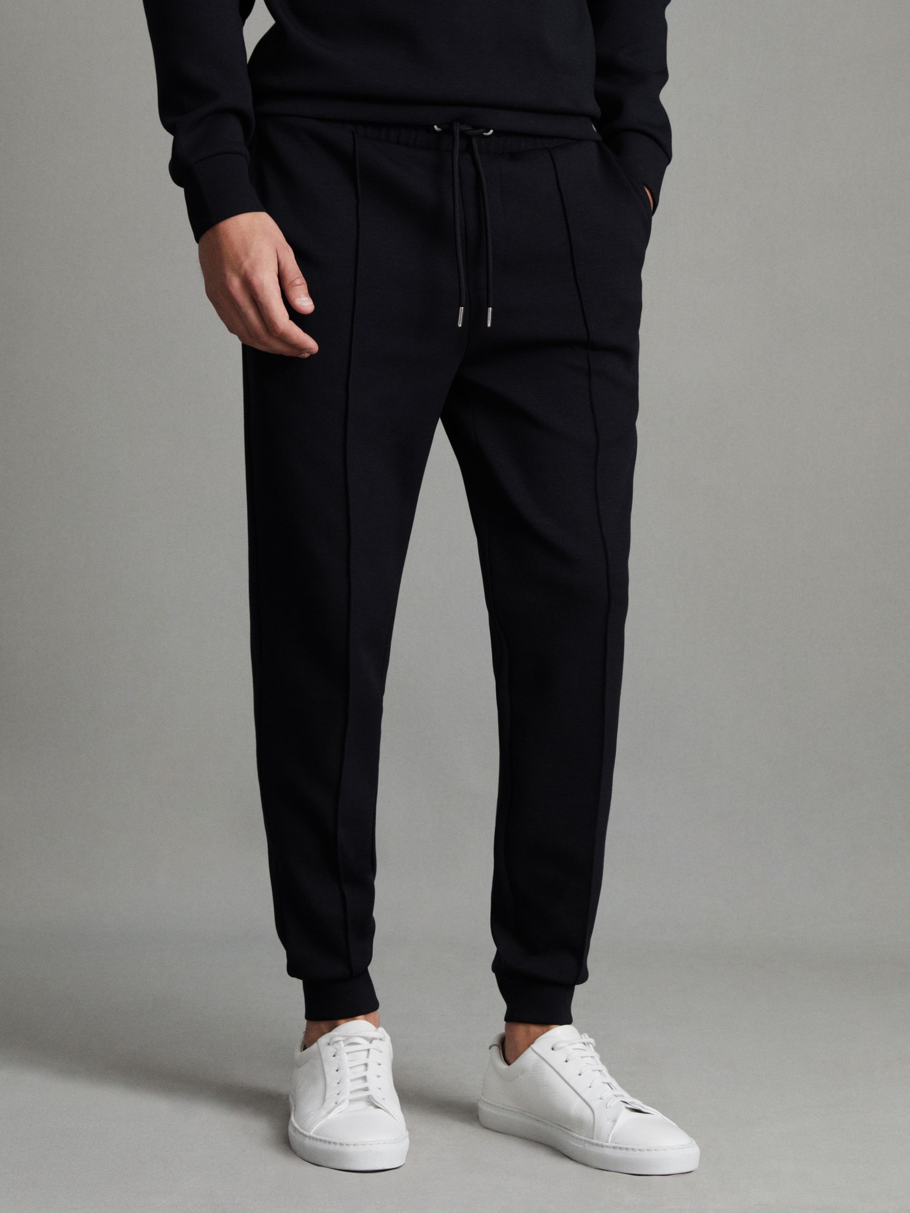 Interlock Jersey Drawstring Joggers in Navy - Image 1 of 7
