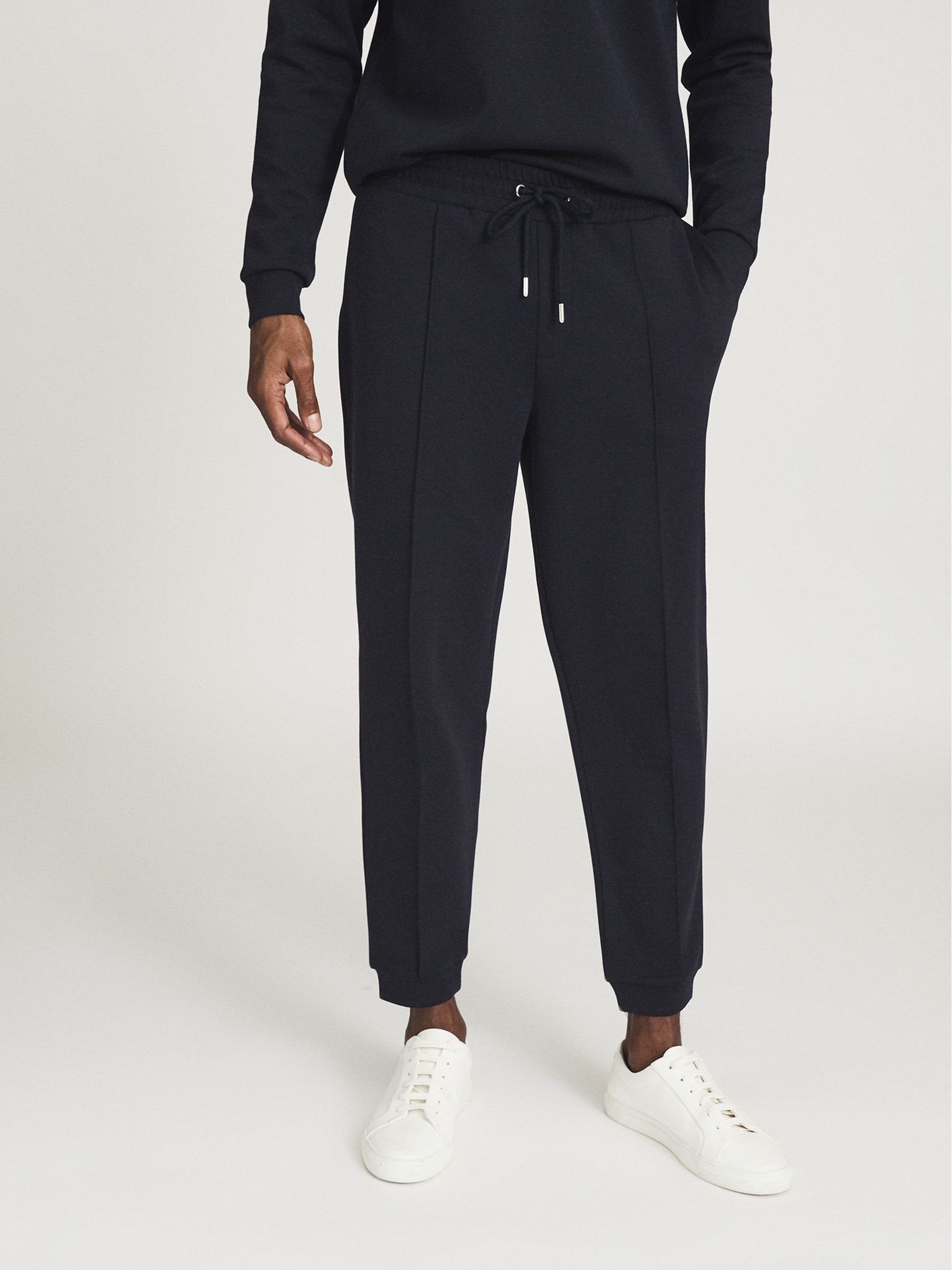 Interlock Jersey Drawstring Joggers in Navy - Image 3 of 7