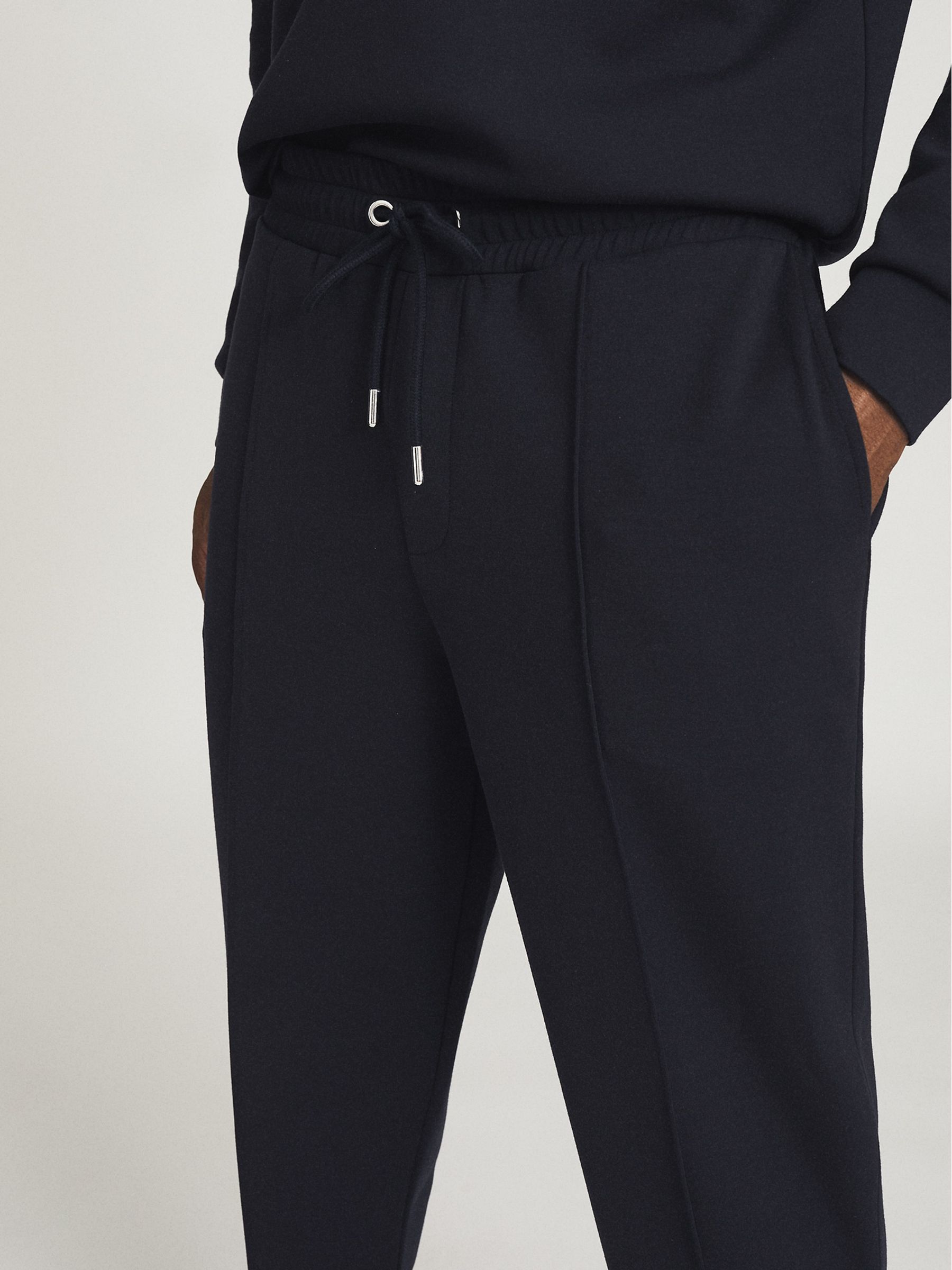 Interlock Jersey Drawstring Joggers in Navy - Image 4 of 7