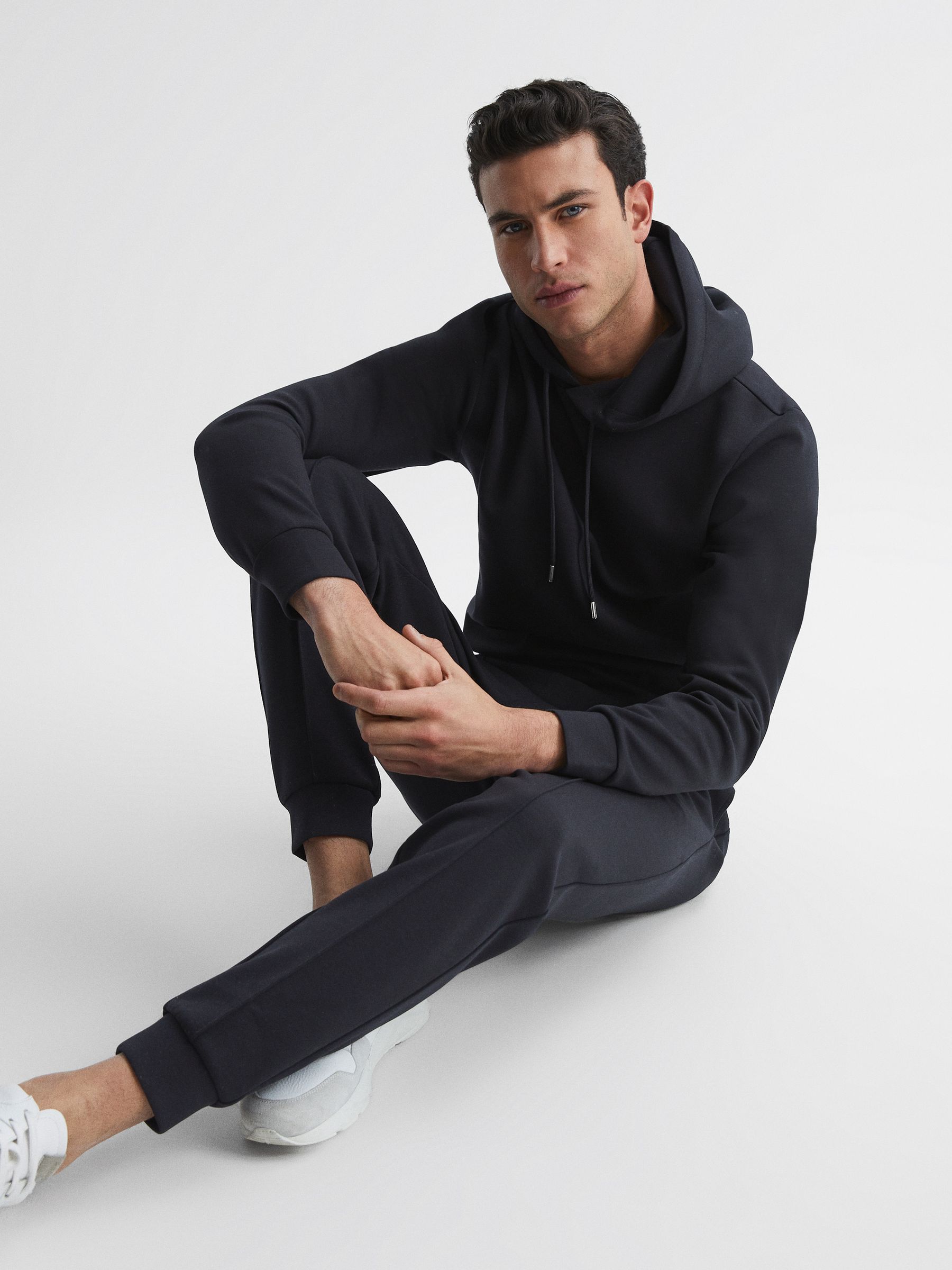 Interlock Jersey Drawstring Joggers in Navy - Image 7 of 7