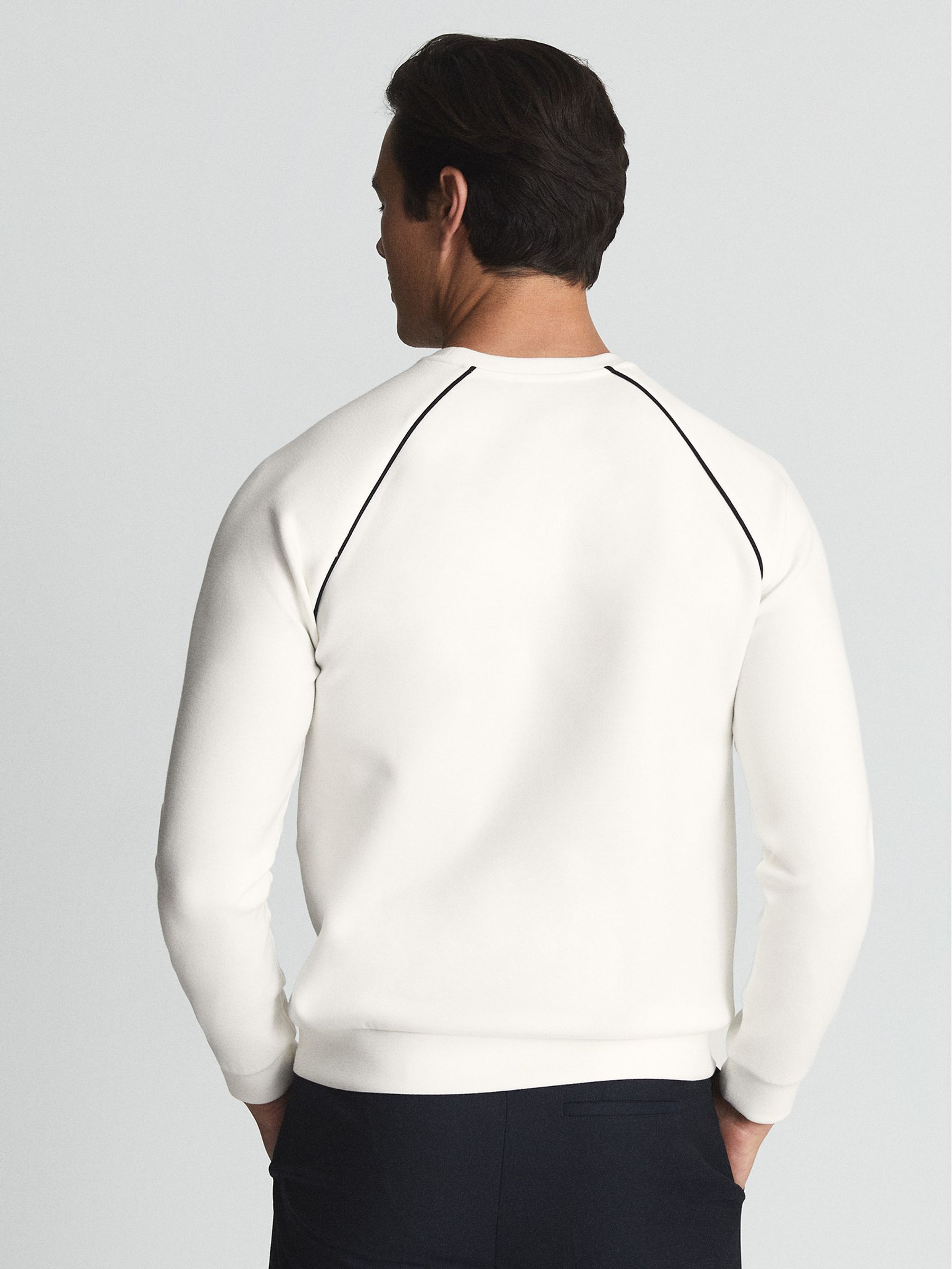 Contrast Piping Jersey Top in White - Image 5 of 5