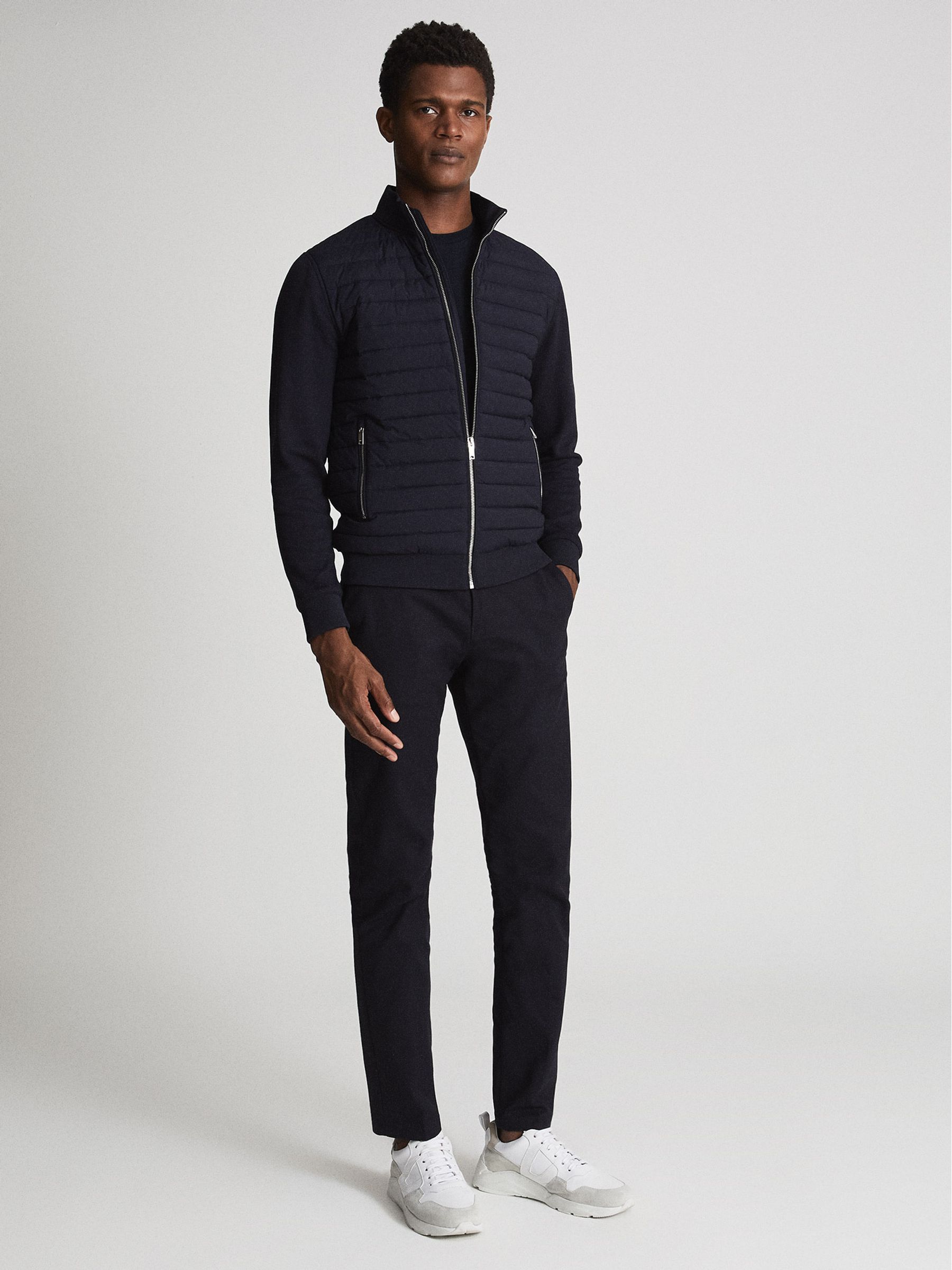 Quilted Hybrid Jacket in Navy - Image 3 of 6