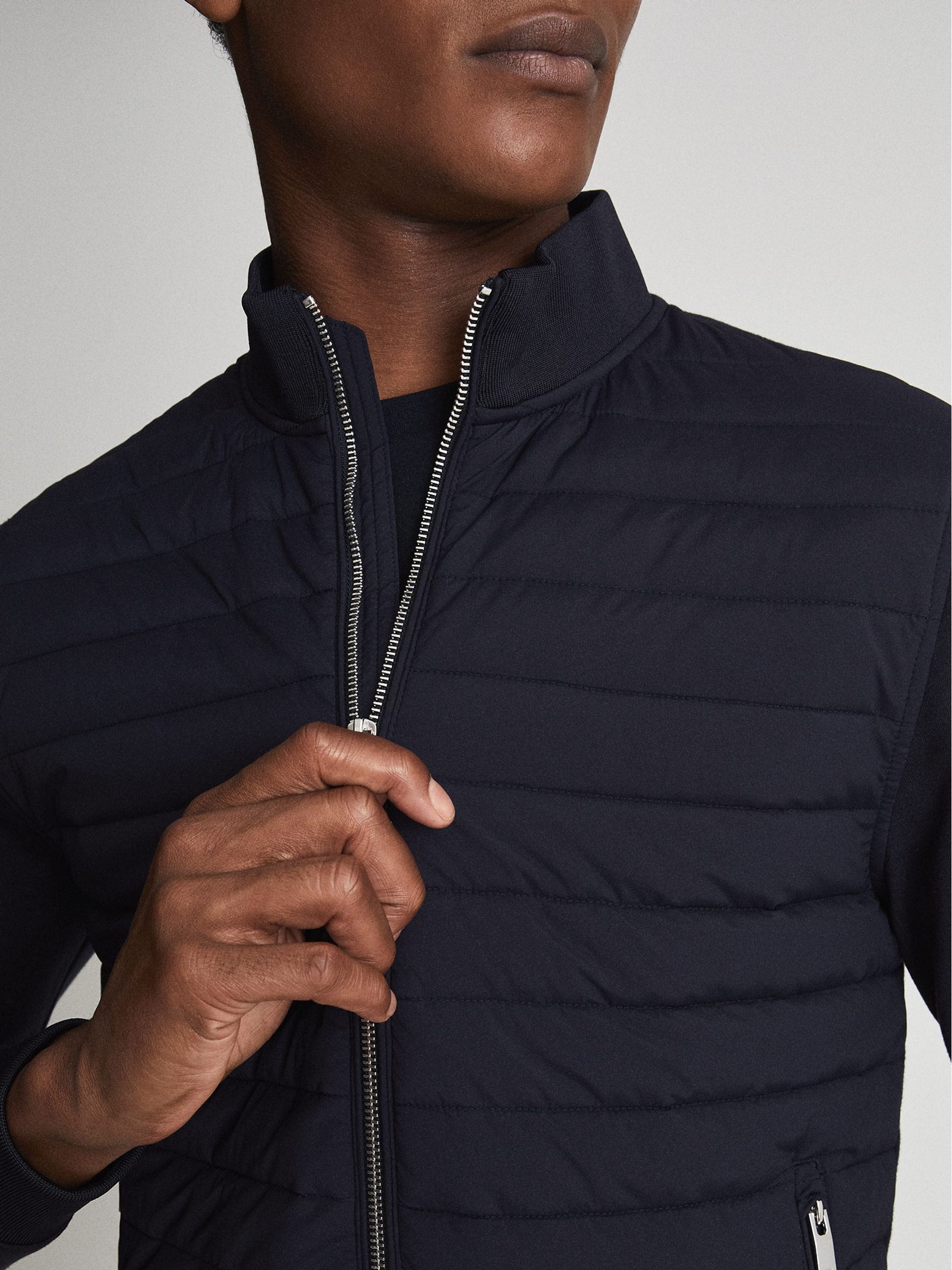Quilted Hybrid Jacket in Navy - Image 4 of 6