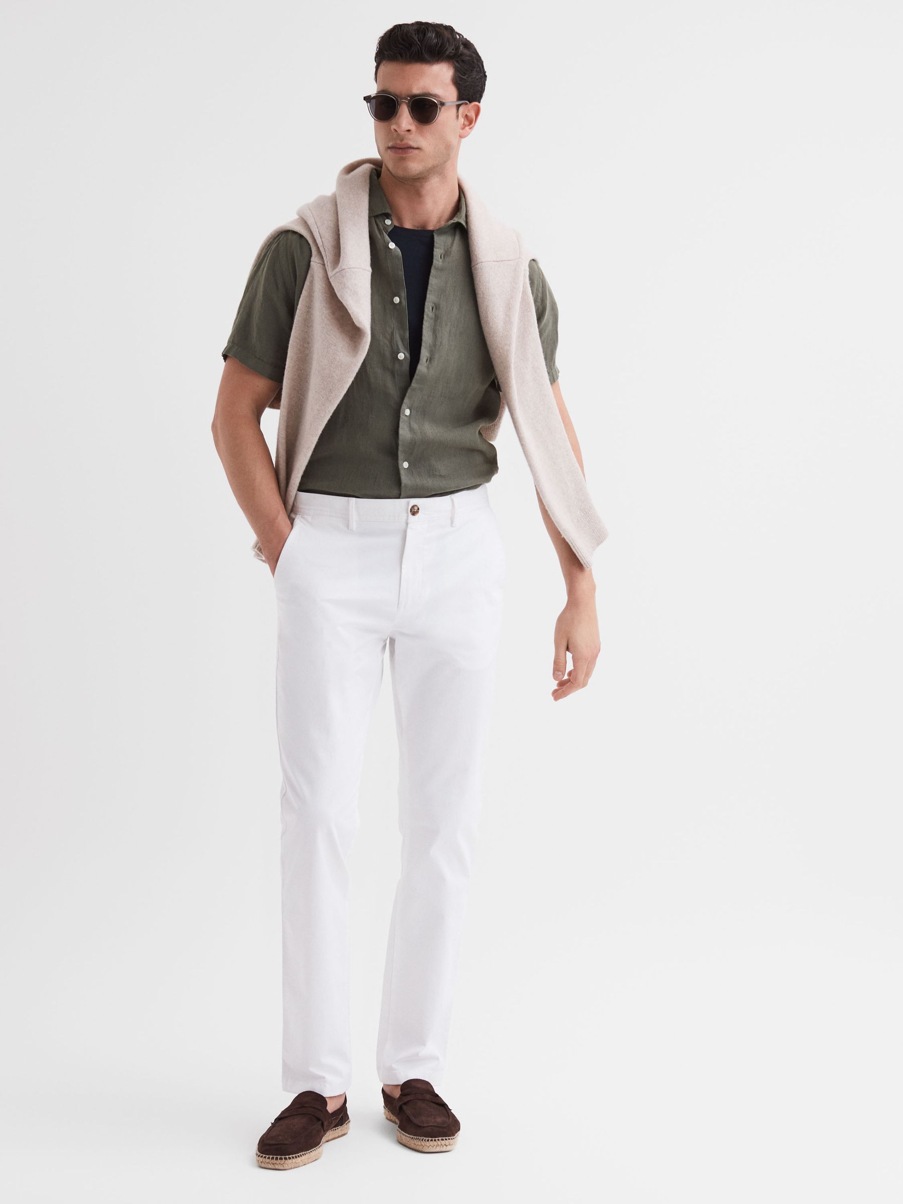 Holiday Olive Slim Fit 100% Linen Shirt - Image 6 of 6