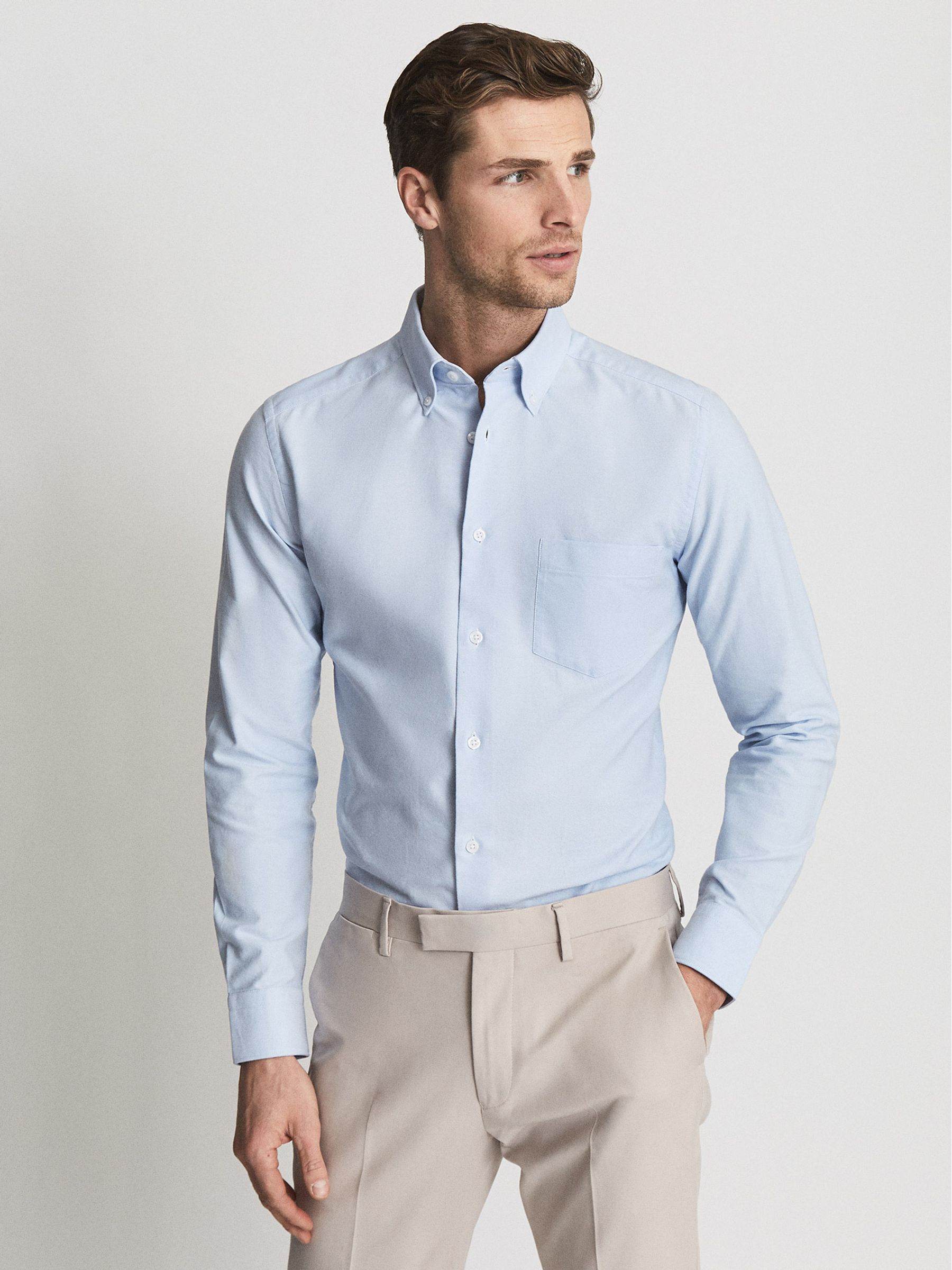 Soft Wash Button Down Oxford Shirt in Soft Blue - Image 1 of 5 Soft Wash Button Down Oxford Shirt in Soft Blue - Image 1 of 5