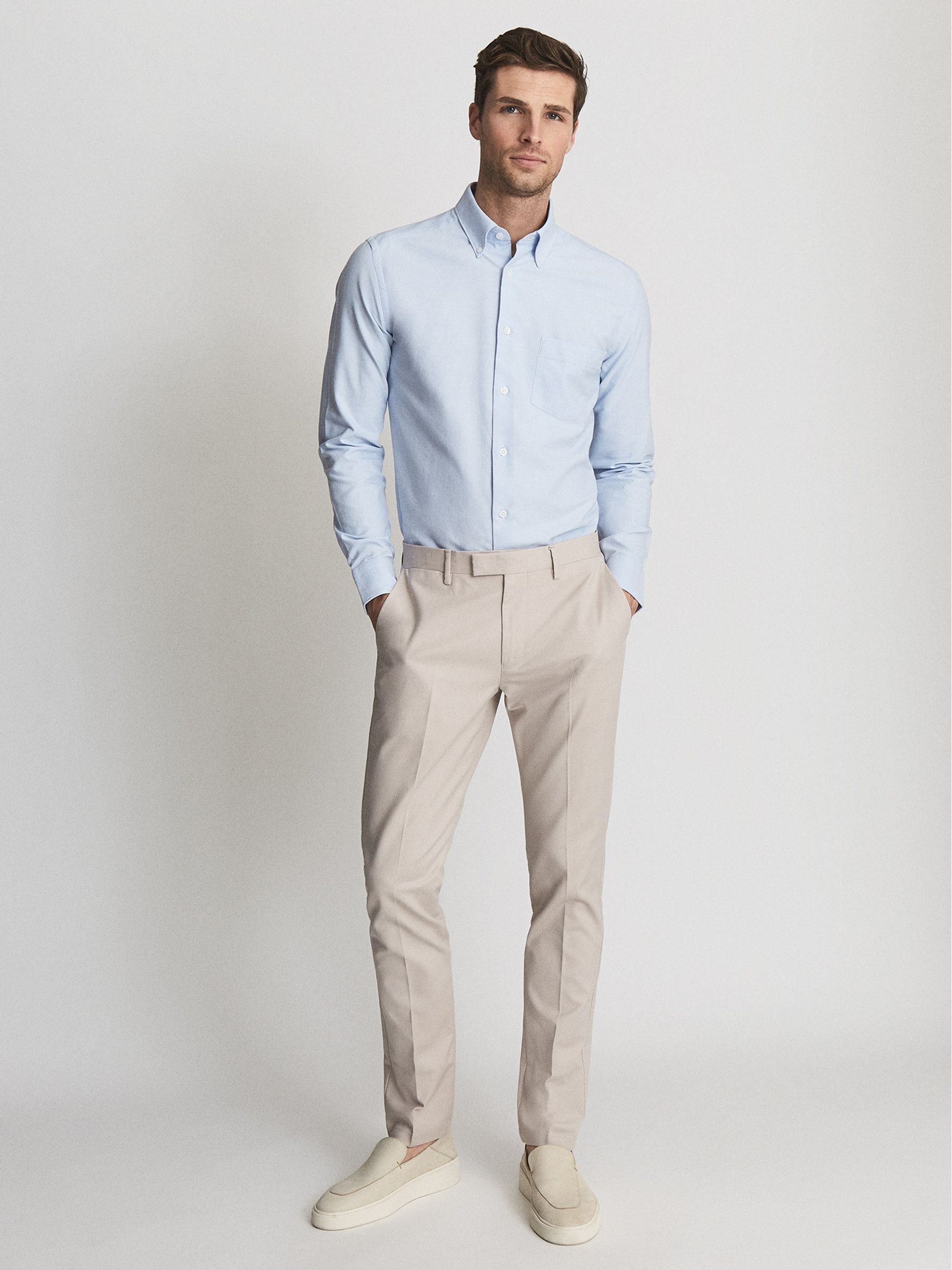 Soft Wash Button Down Oxford Shirt in Soft Blue - Image 3 of 5