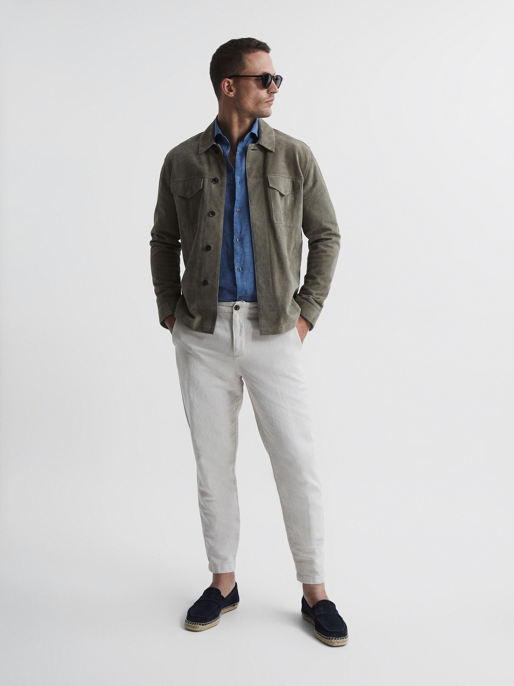 Linen Button-Through Shirt in Cornflower Blue - Image 3 of 6