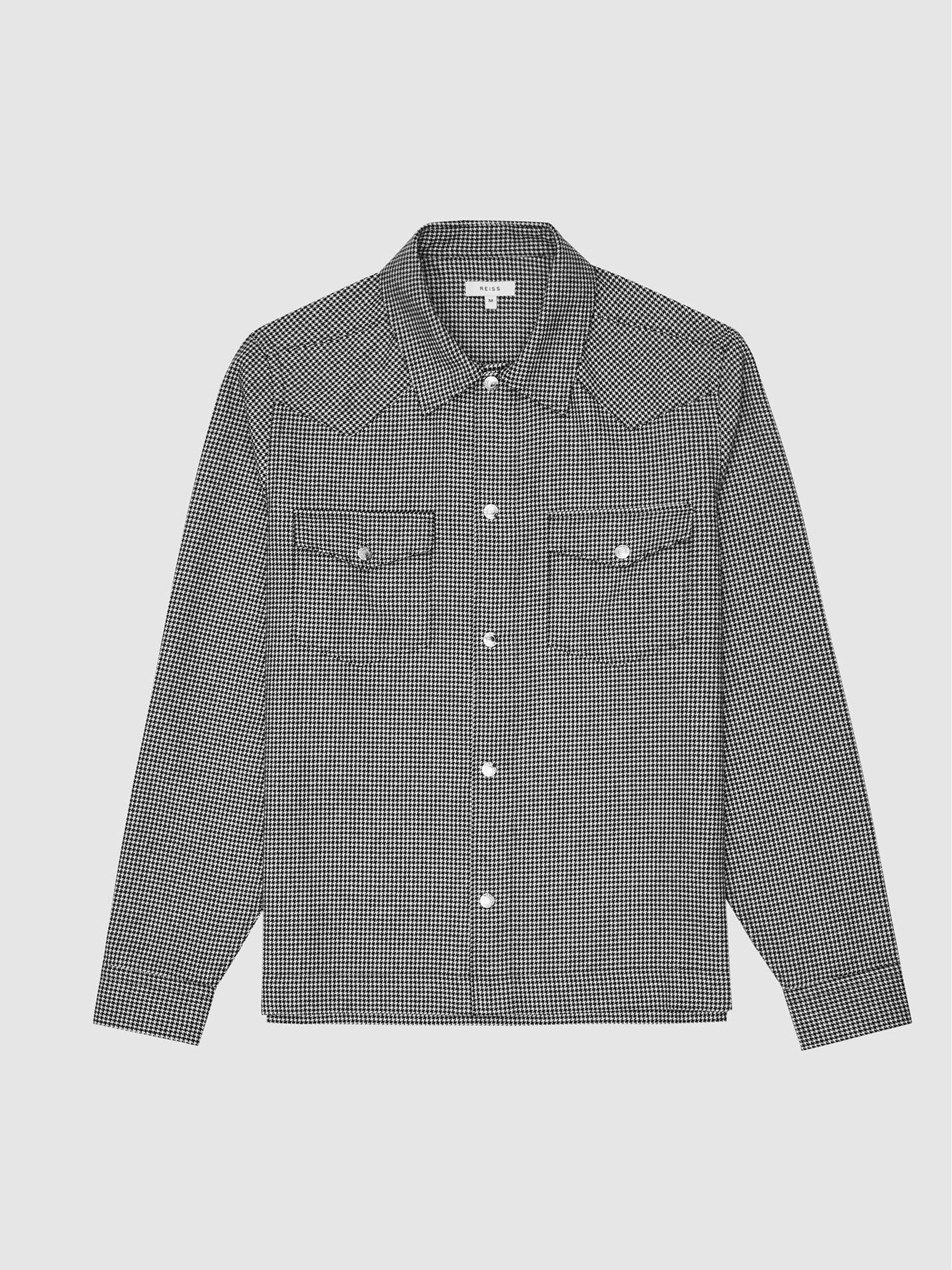 Gingham Check Overshirt in Black/White - Image 2 of 6