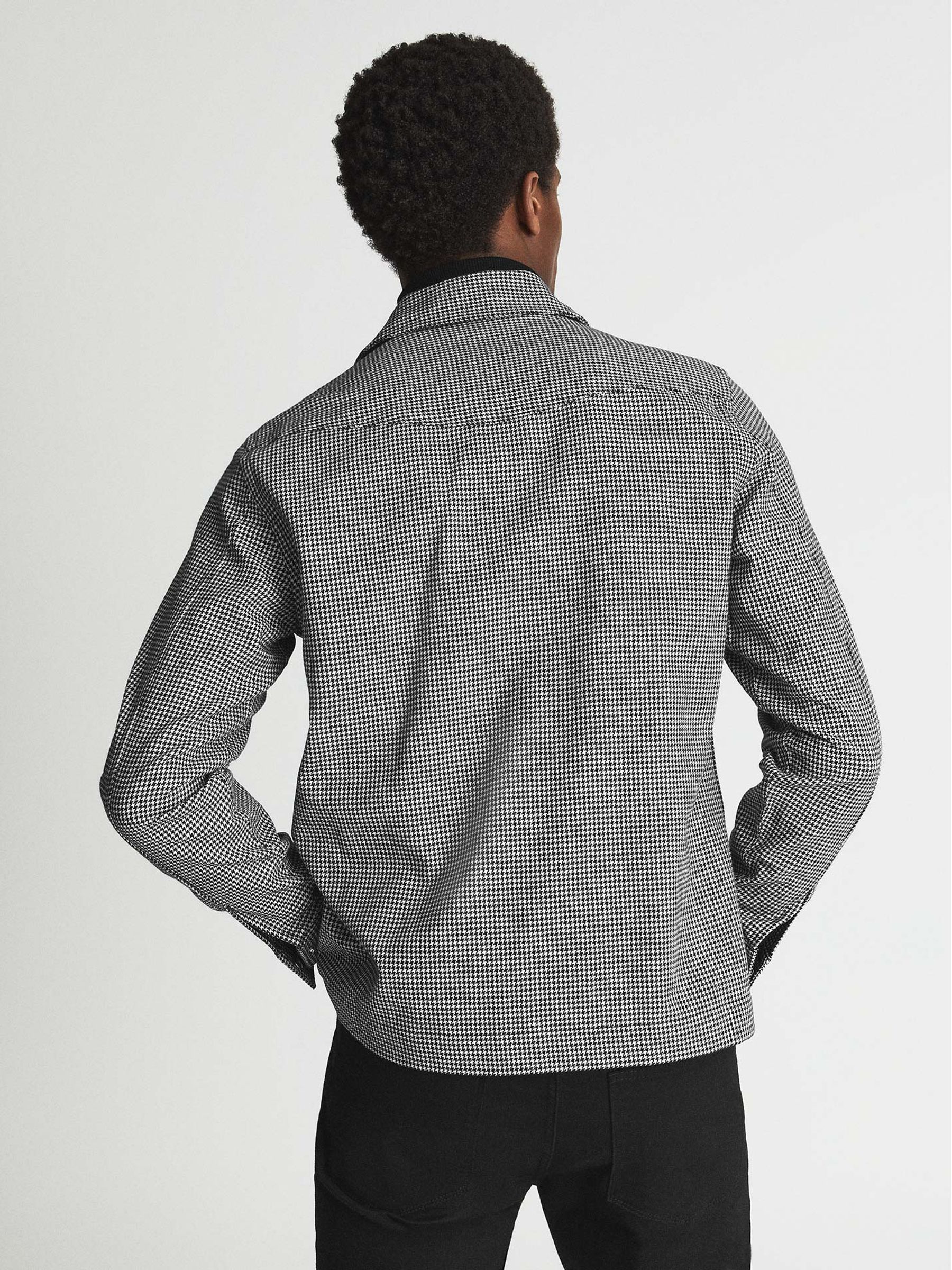 Gingham Check Overshirt in Black/White - Image 5 of 6