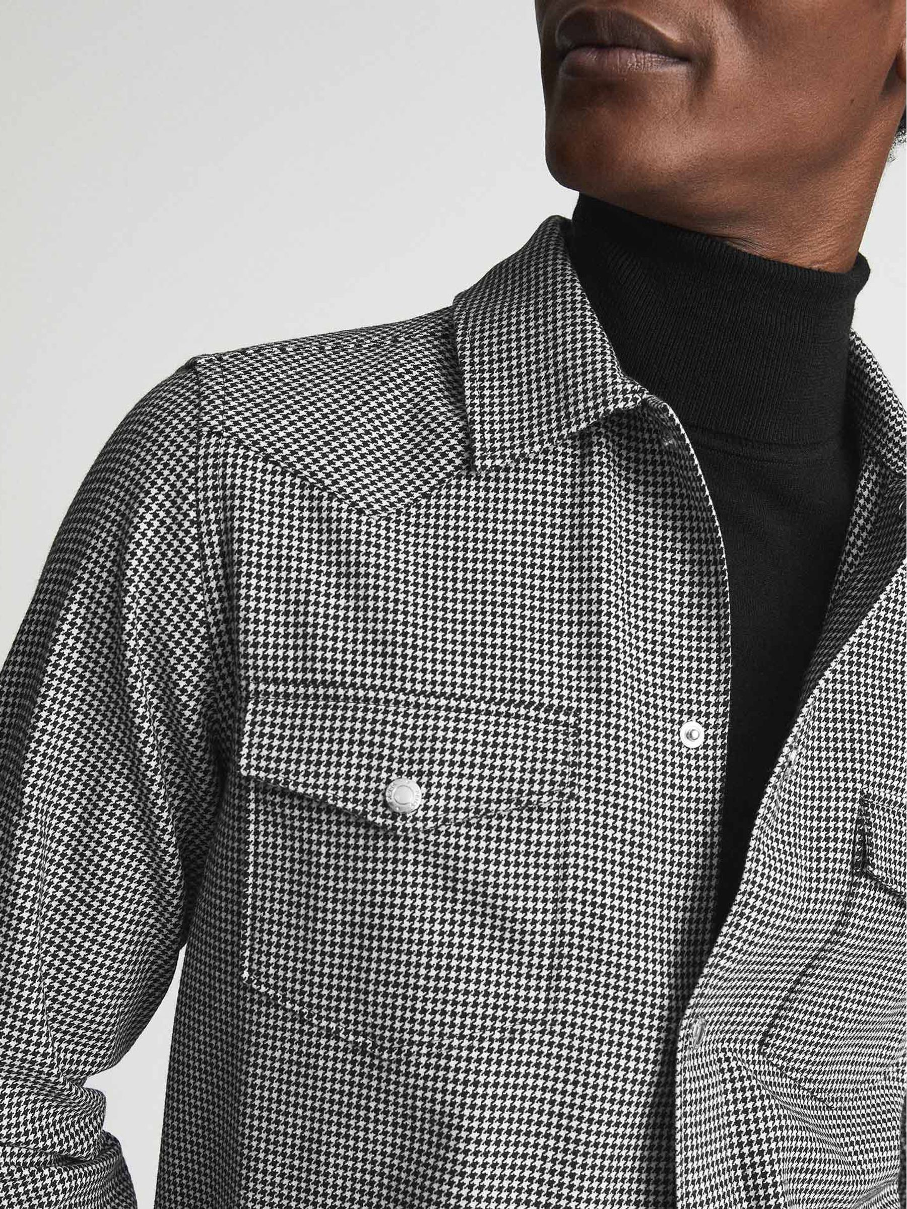 Gingham Check Overshirt in Black/White - Image 6 of 6