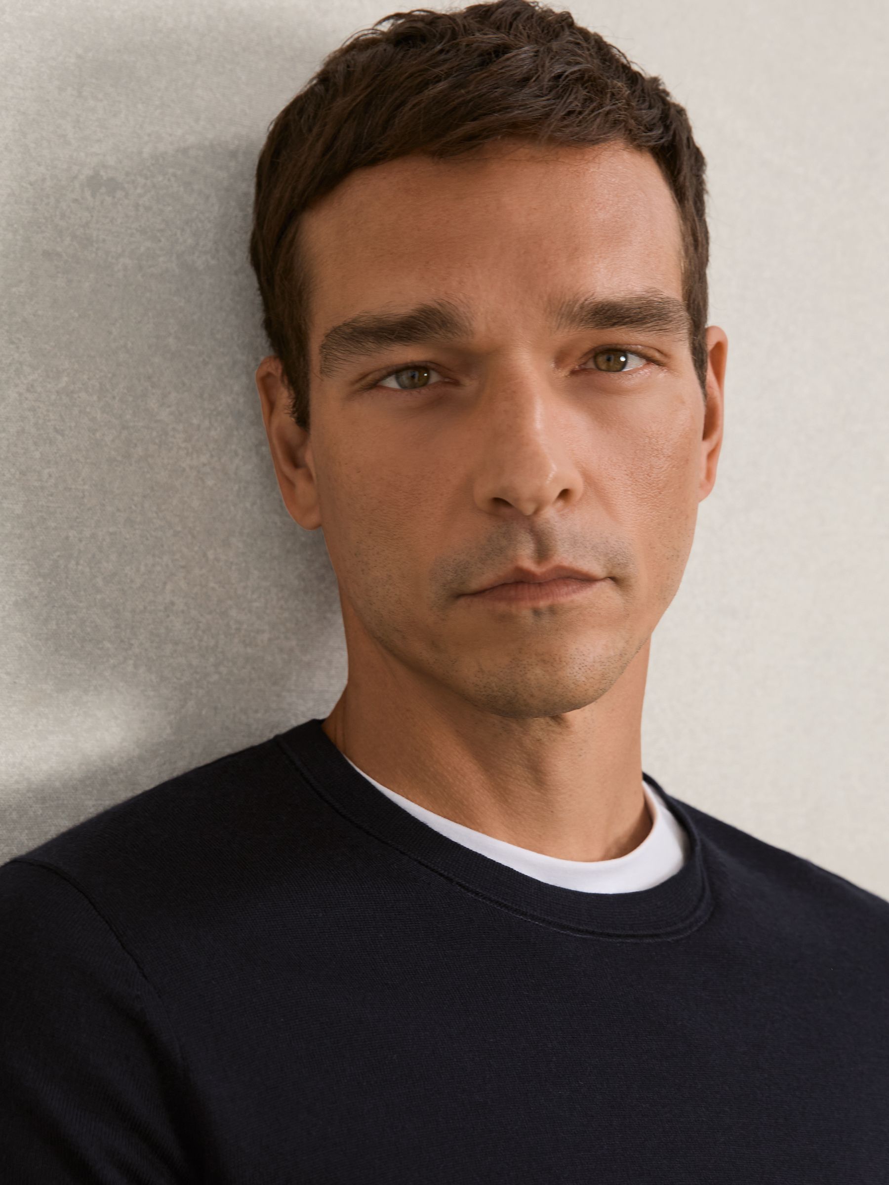 Merino Wool Crew Neck Jumper in Navy - image 4