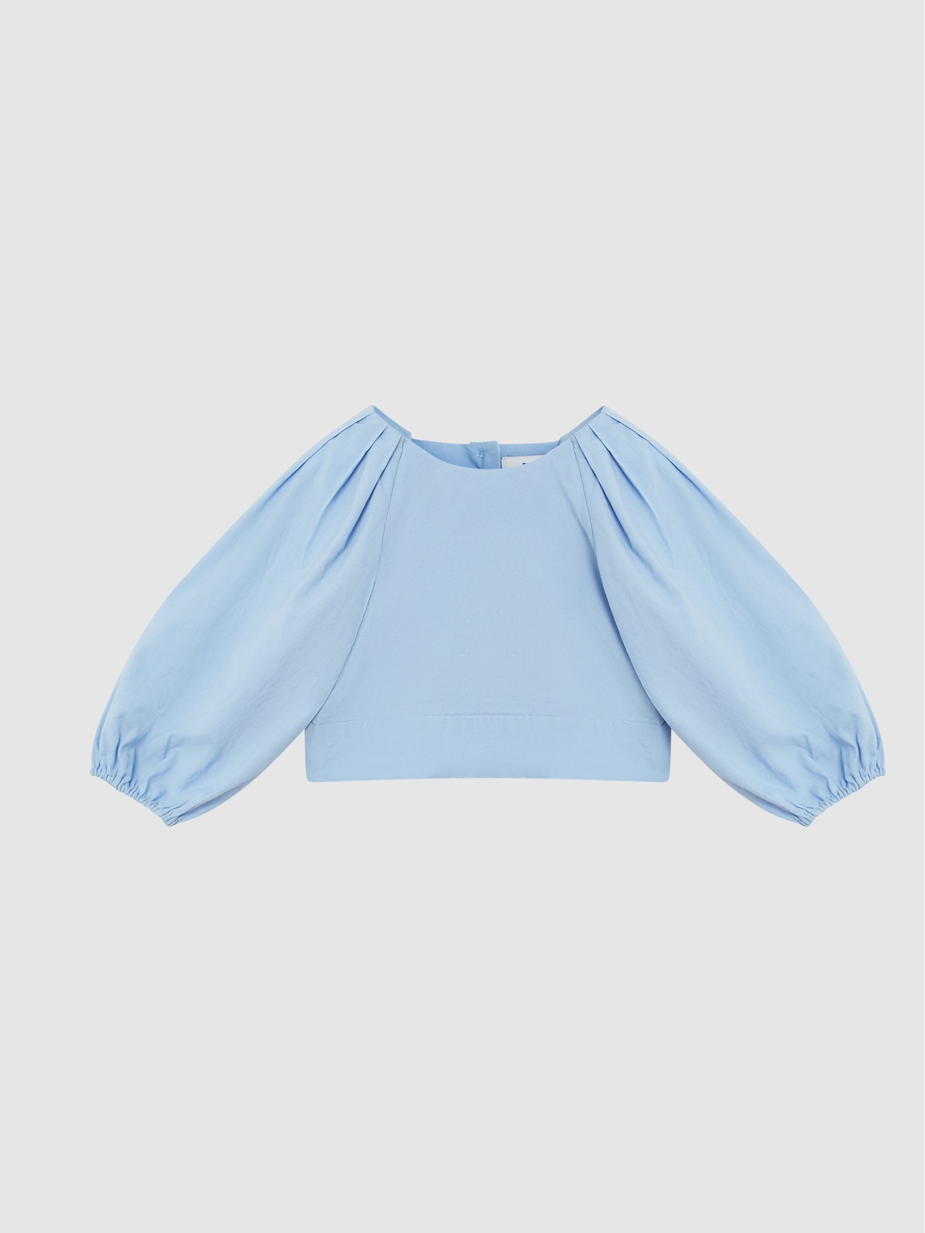 Bow Back Linen Top in Blue - Image 2 of 7