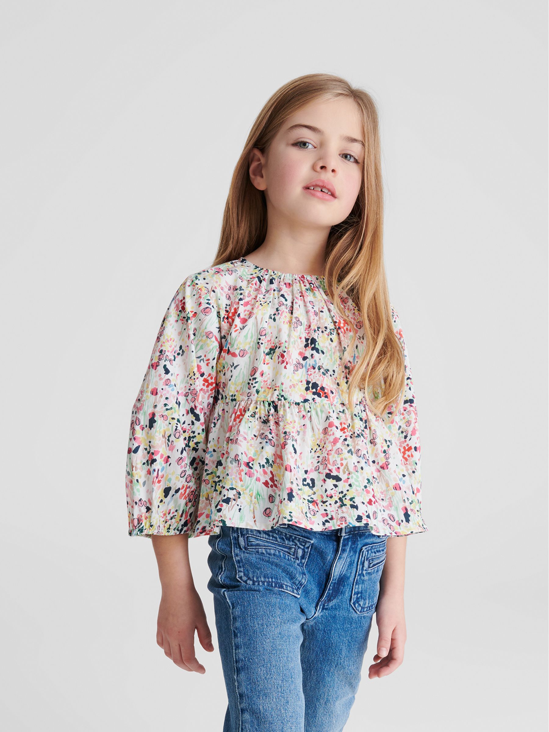Floral Print Blouse in Coral - Image 1 of 6