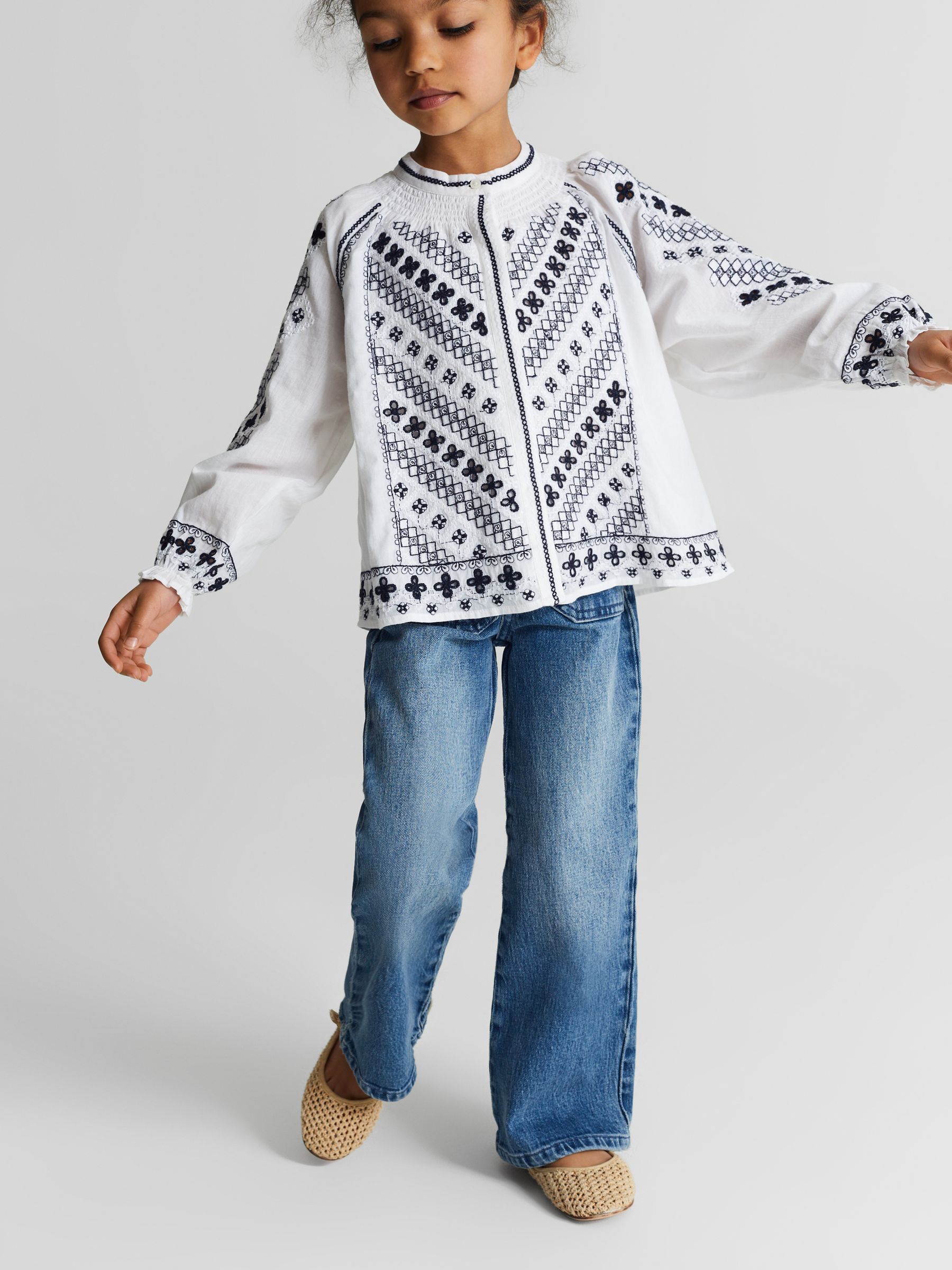 Embroidered Blouse in White - Image 3 of 6