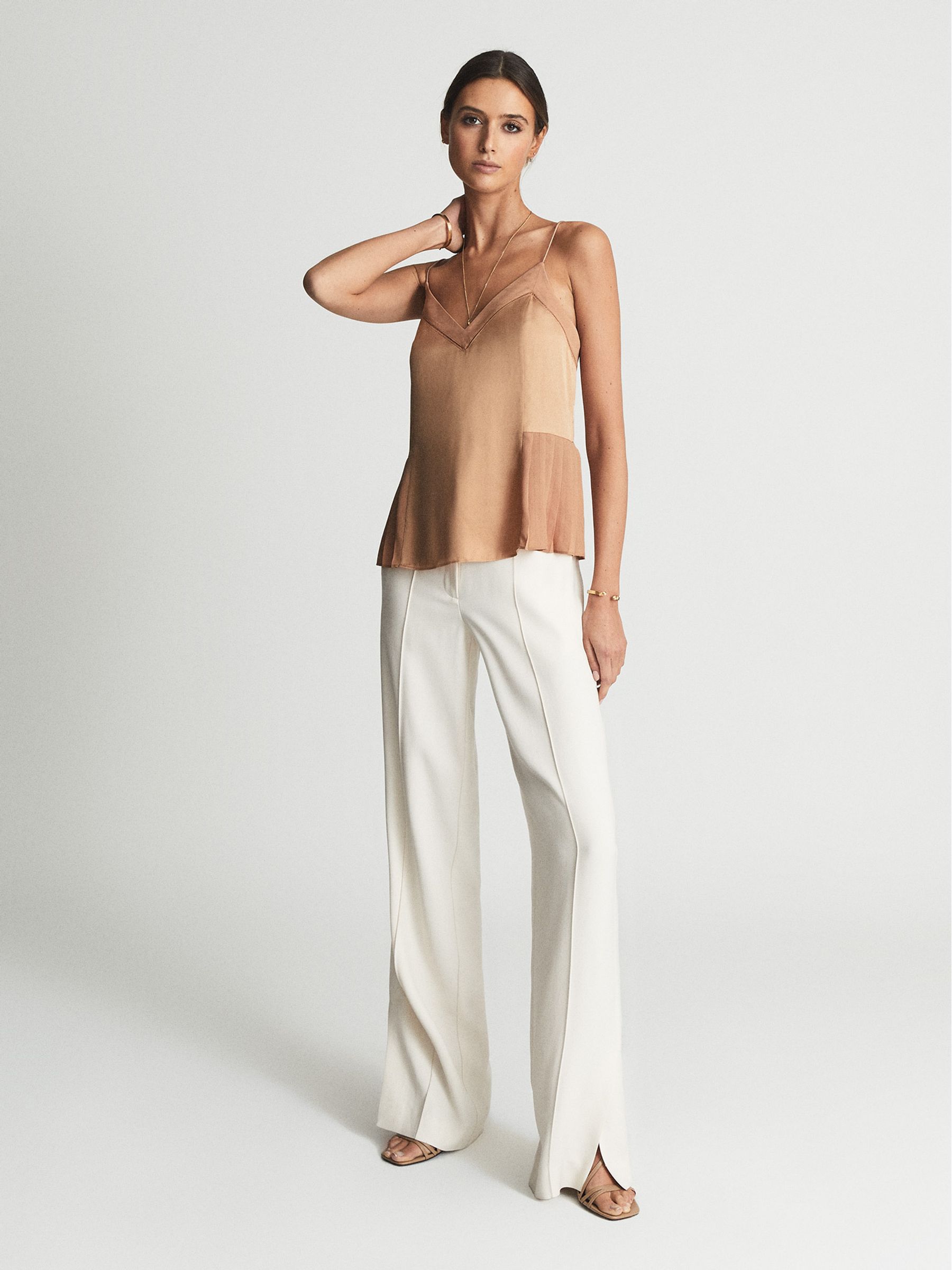Woven Satin Cami Top in Nude - Image 3 of 6