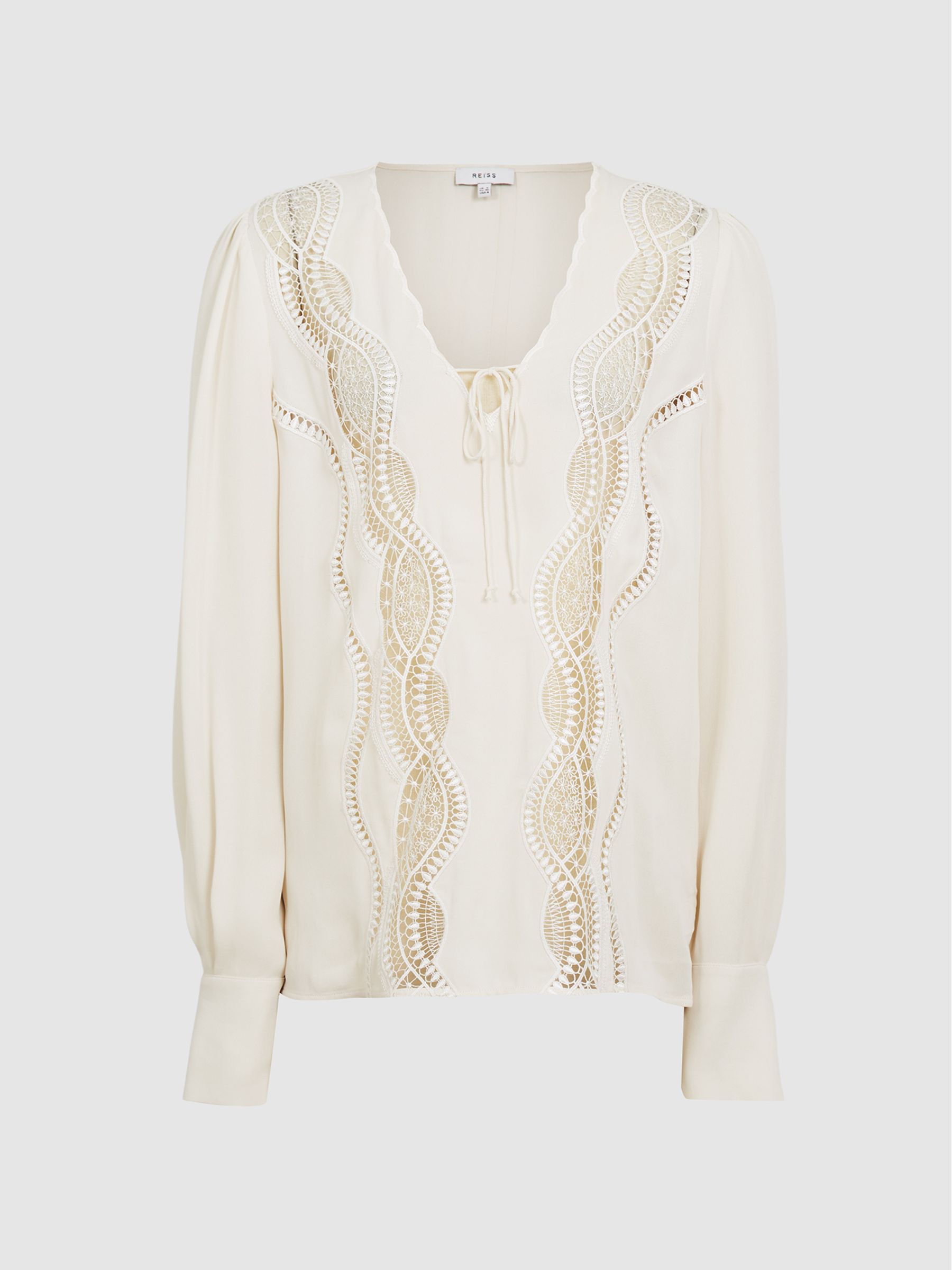 Lace Trim Satin Top in Ivory - Image 2 of 5