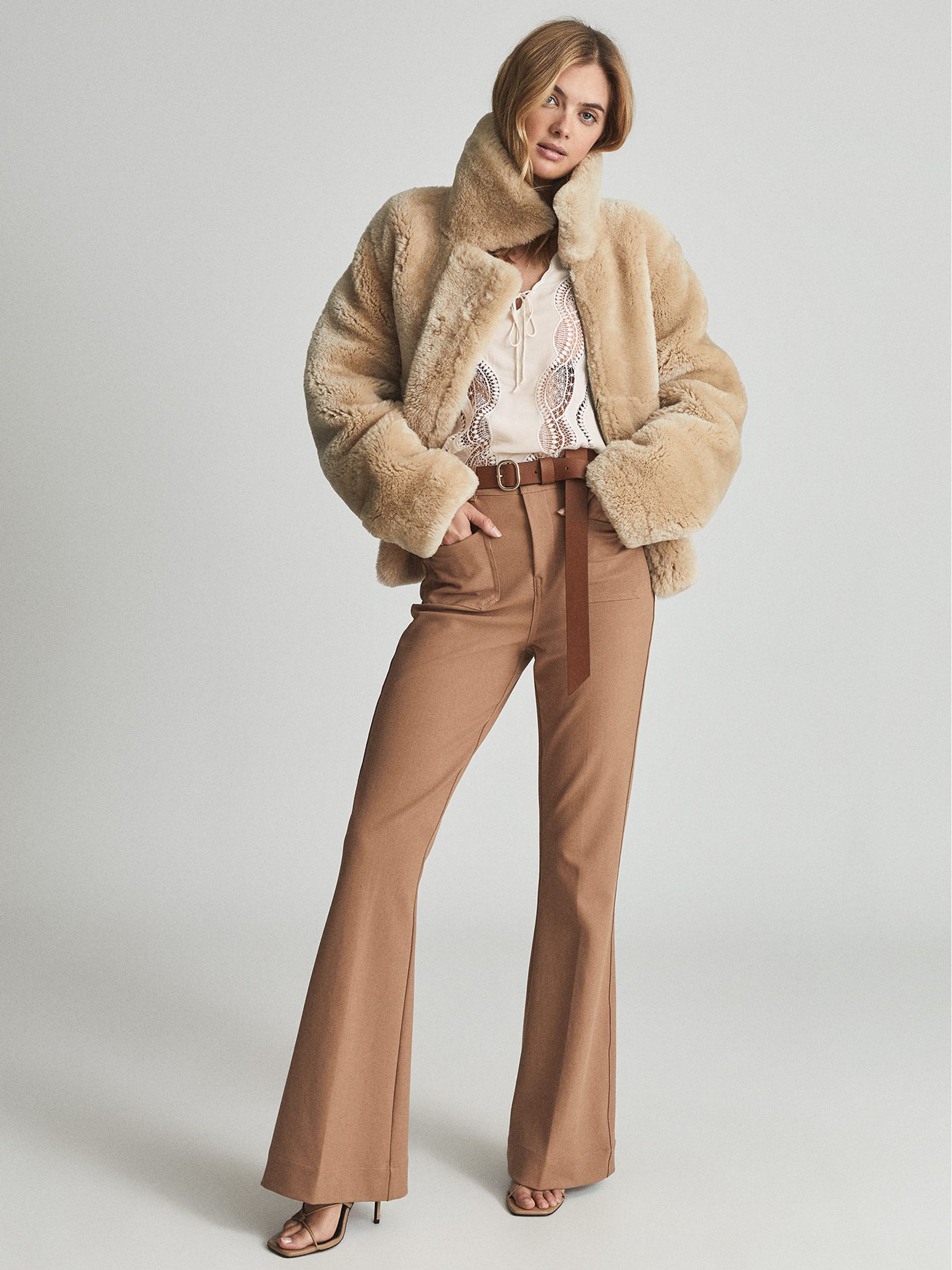 Lace Trim Satin Top in Ivory - Image 3 of 5