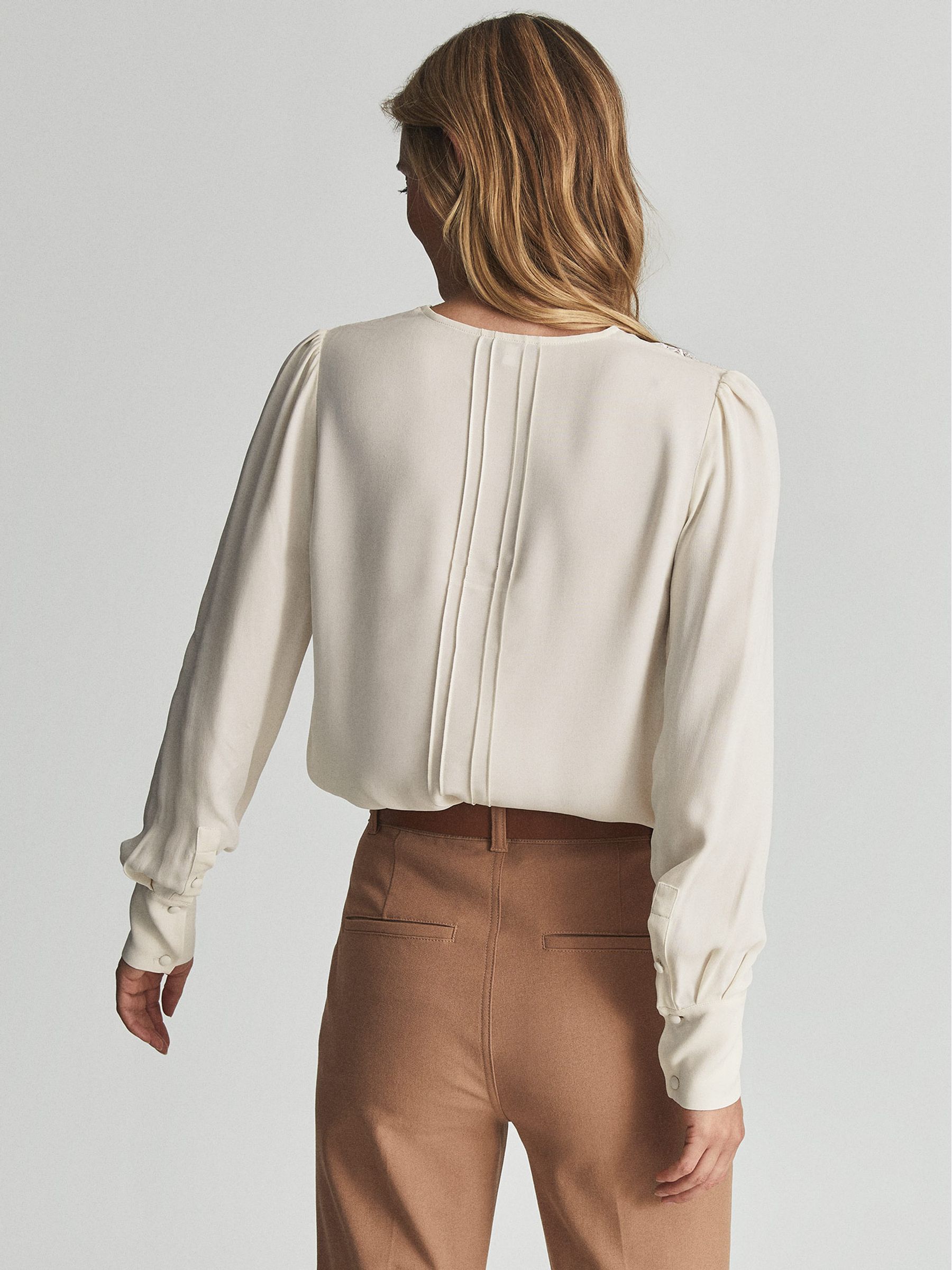 Lace Trim Satin Top in Ivory - Image 5 of 5
