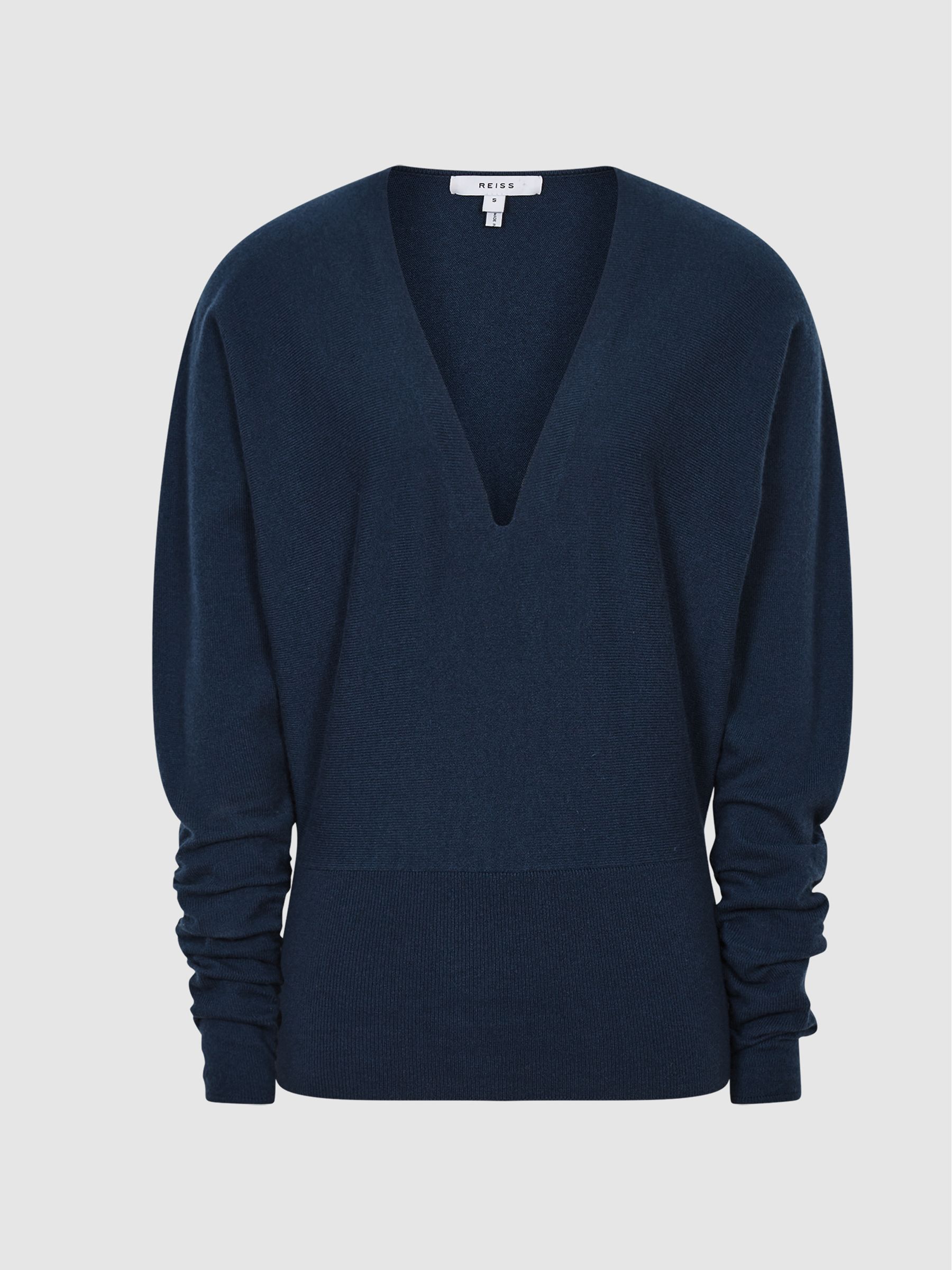 V-Neck Cashmere Blend Jumper in Navy - Image 6 of 6