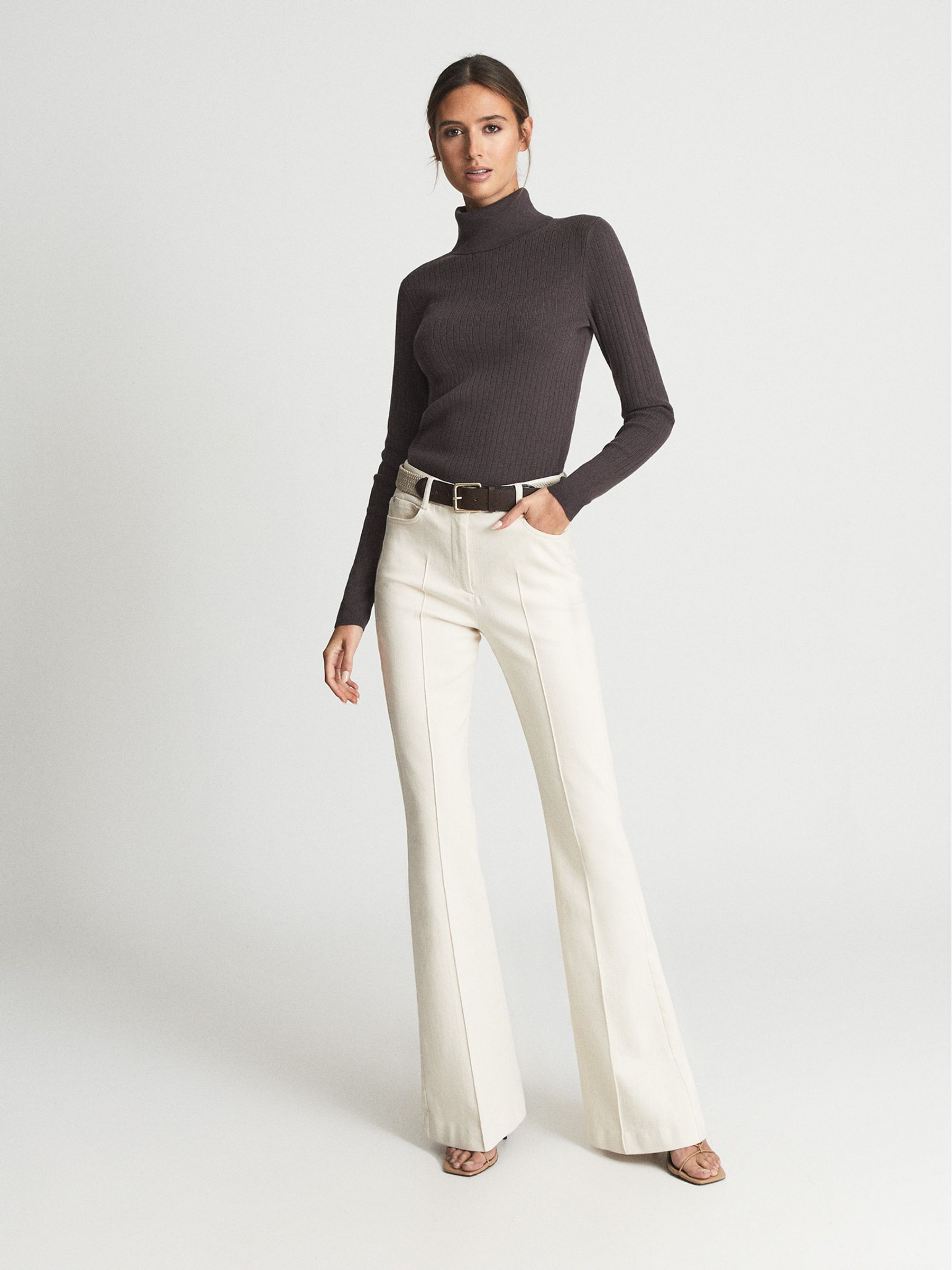 Merino Blend Roll Neck Jumper in Purple - Image 3 of 5