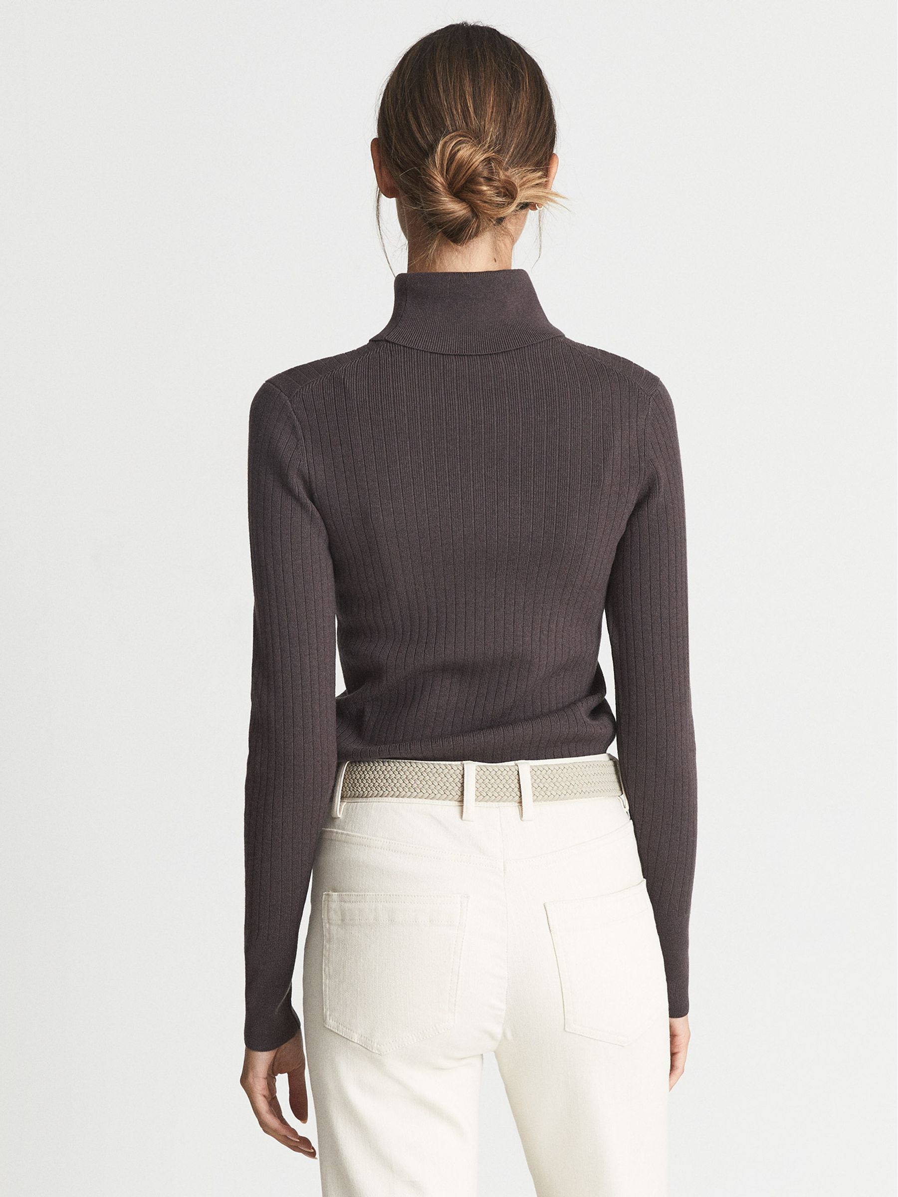 Merino Blend Roll Neck Jumper in Purple - Image 5 of 5