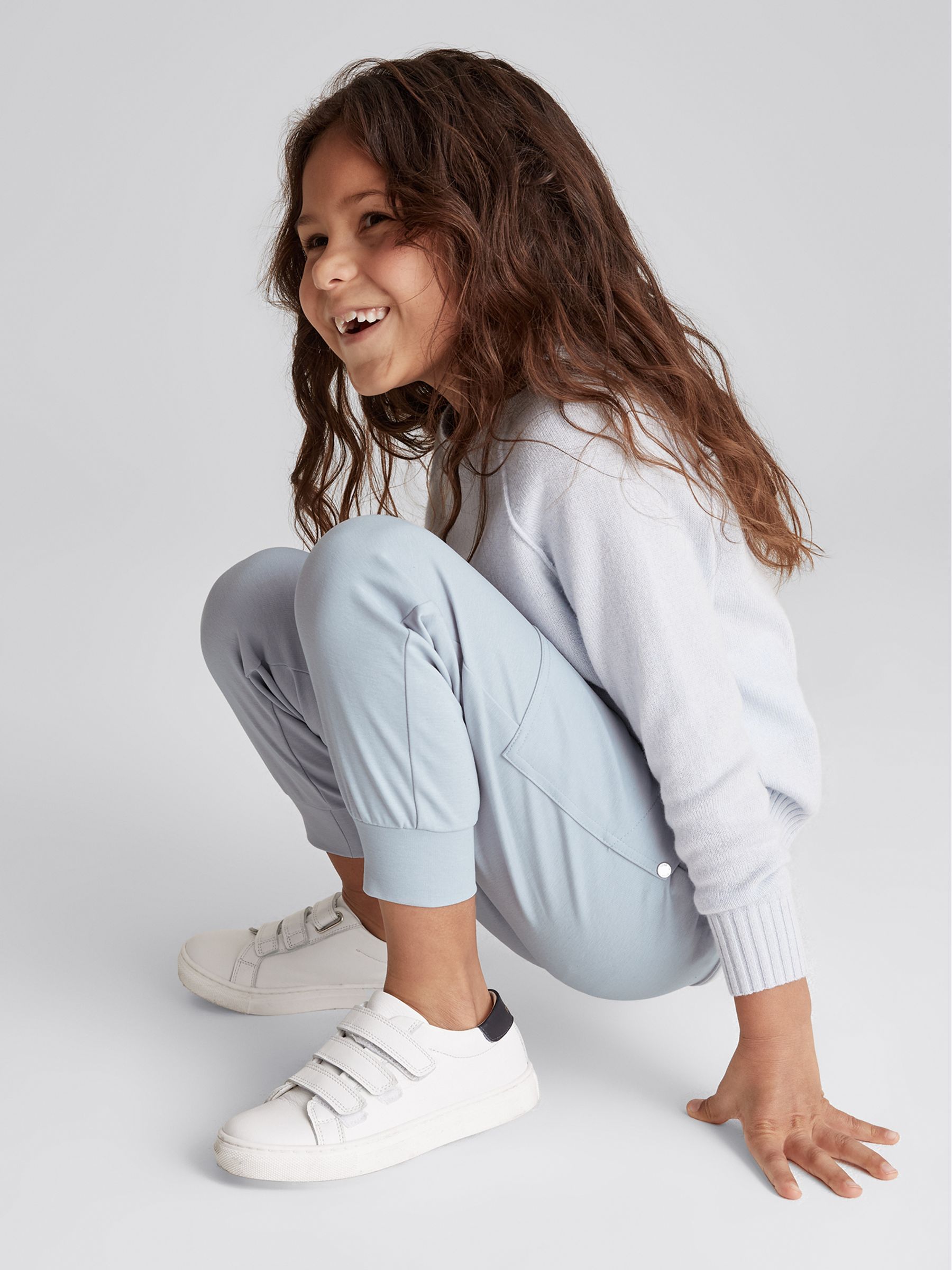 Cotton Blend Jersey Joggers in Blue - Image 1 of 6 Cotton Blend Jersey Joggers in Blue - Image 1 of 6