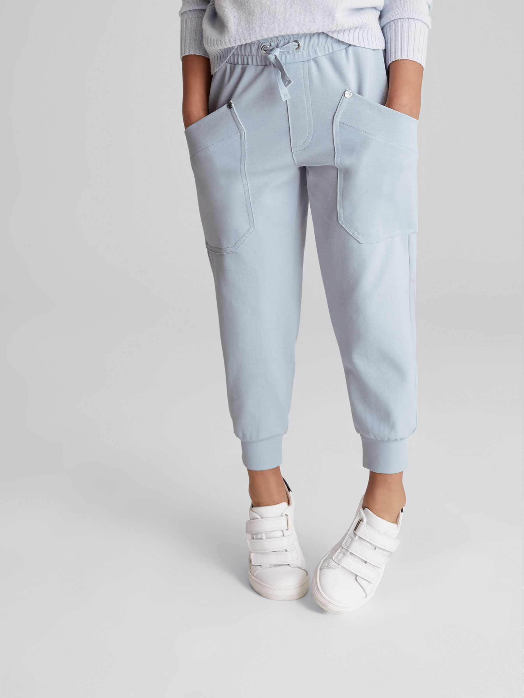 Cotton Blend Jersey Joggers in Blue - Image 3 of 6
