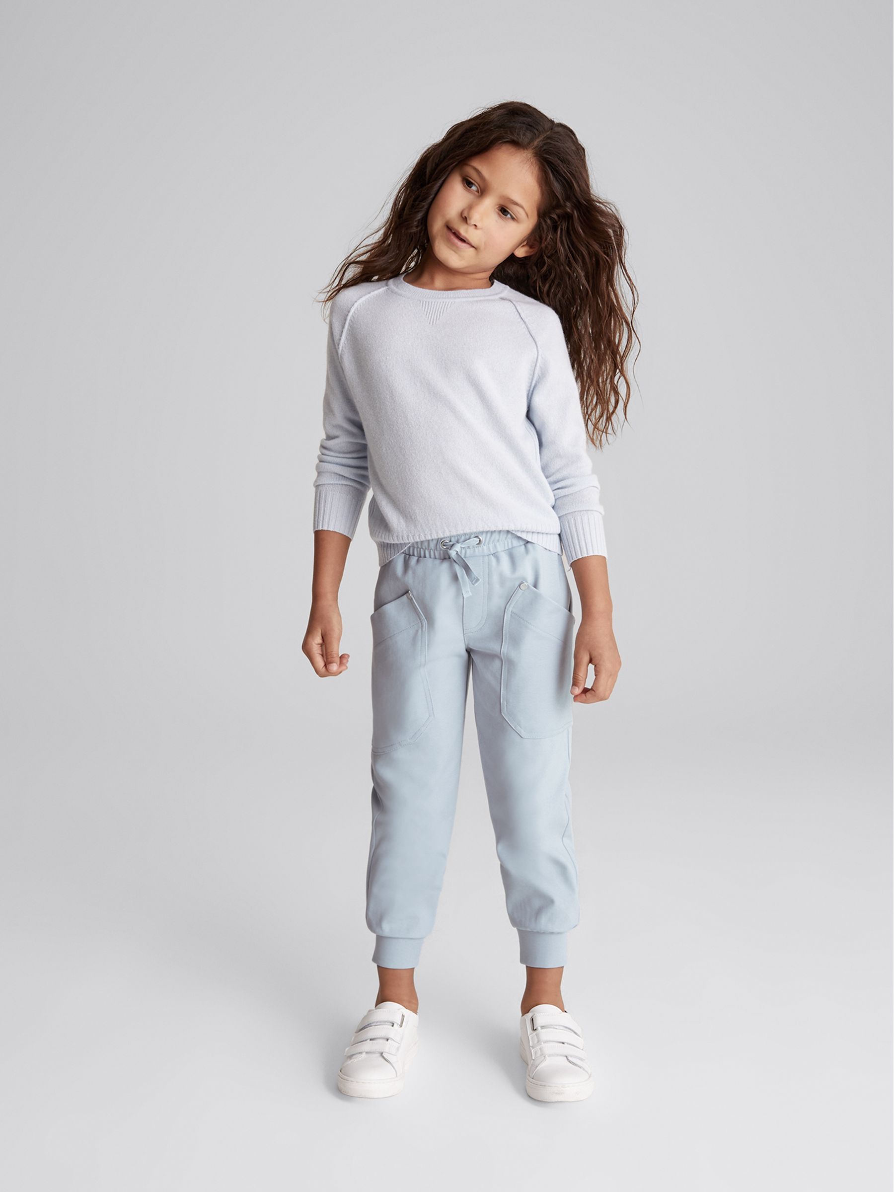 Cotton Blend Jersey Joggers in Blue - Image 4 of 6