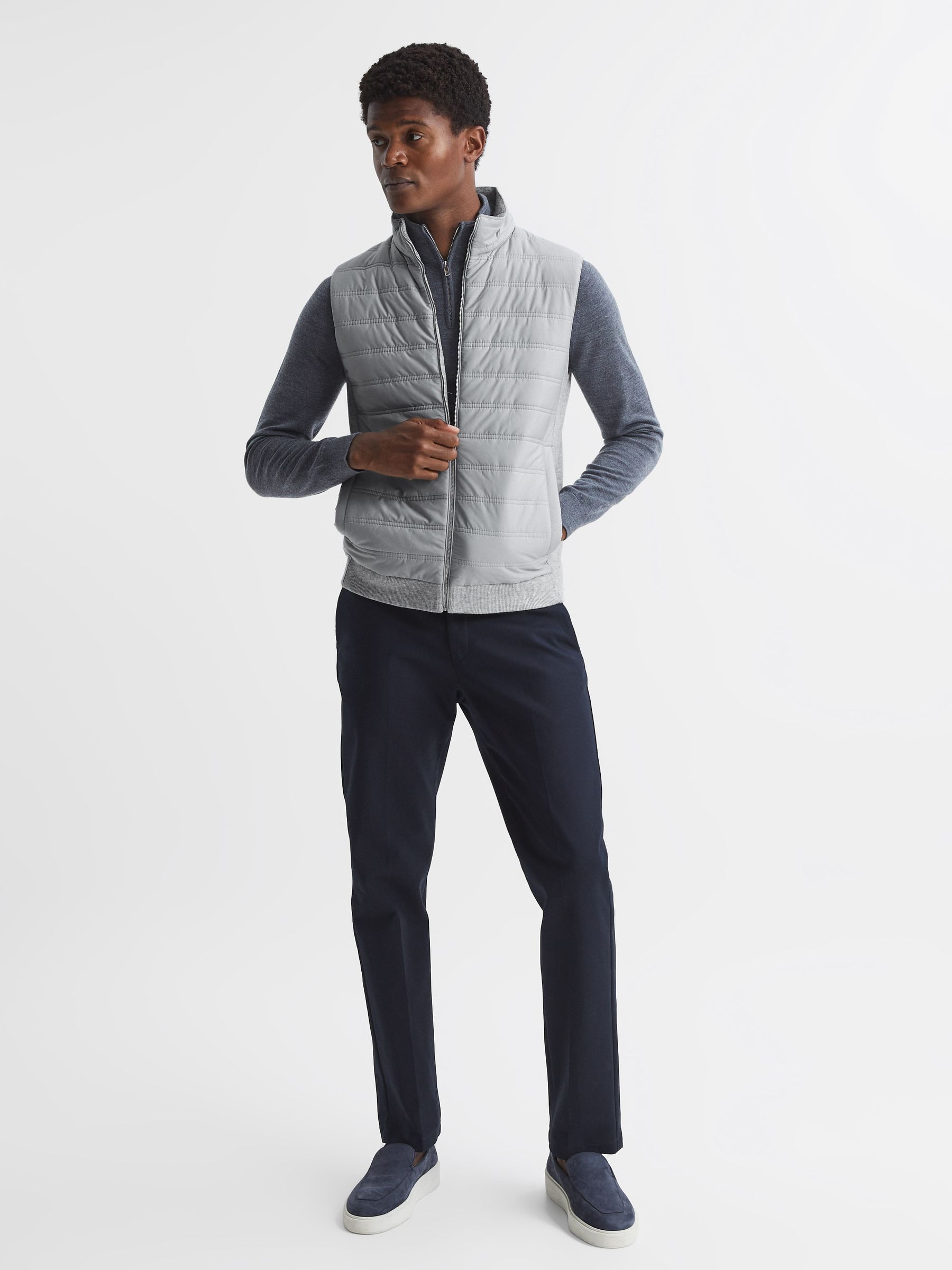 Quilted Gilet in Soft Grey - Image 3 of 7
