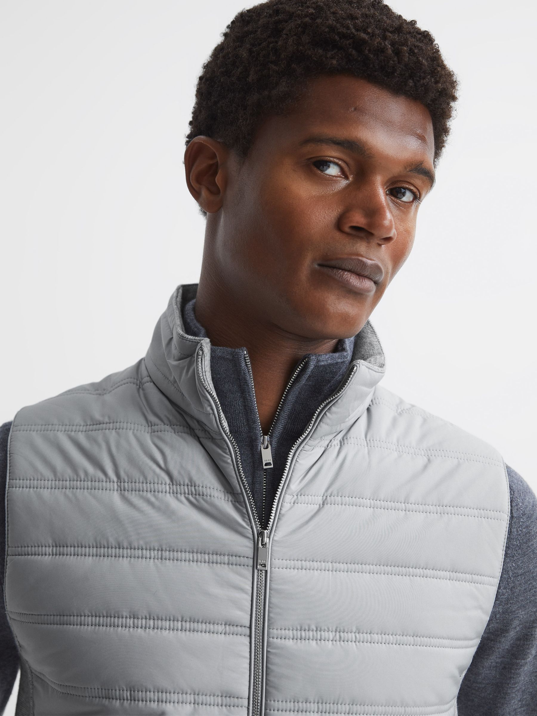 Quilted Gilet in Soft Grey - Image 4 of 7