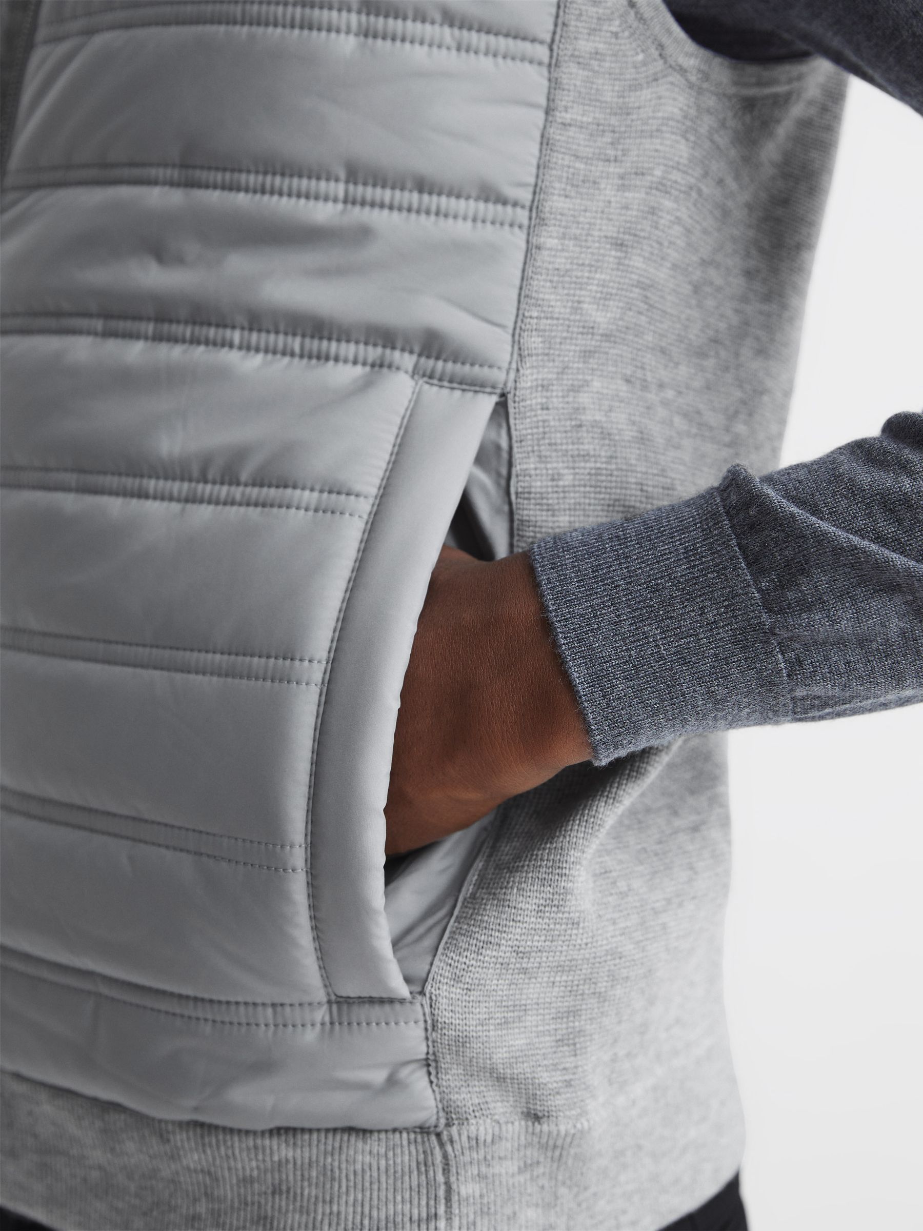 Quilted Gilet in Soft Grey - Image 6 of 7